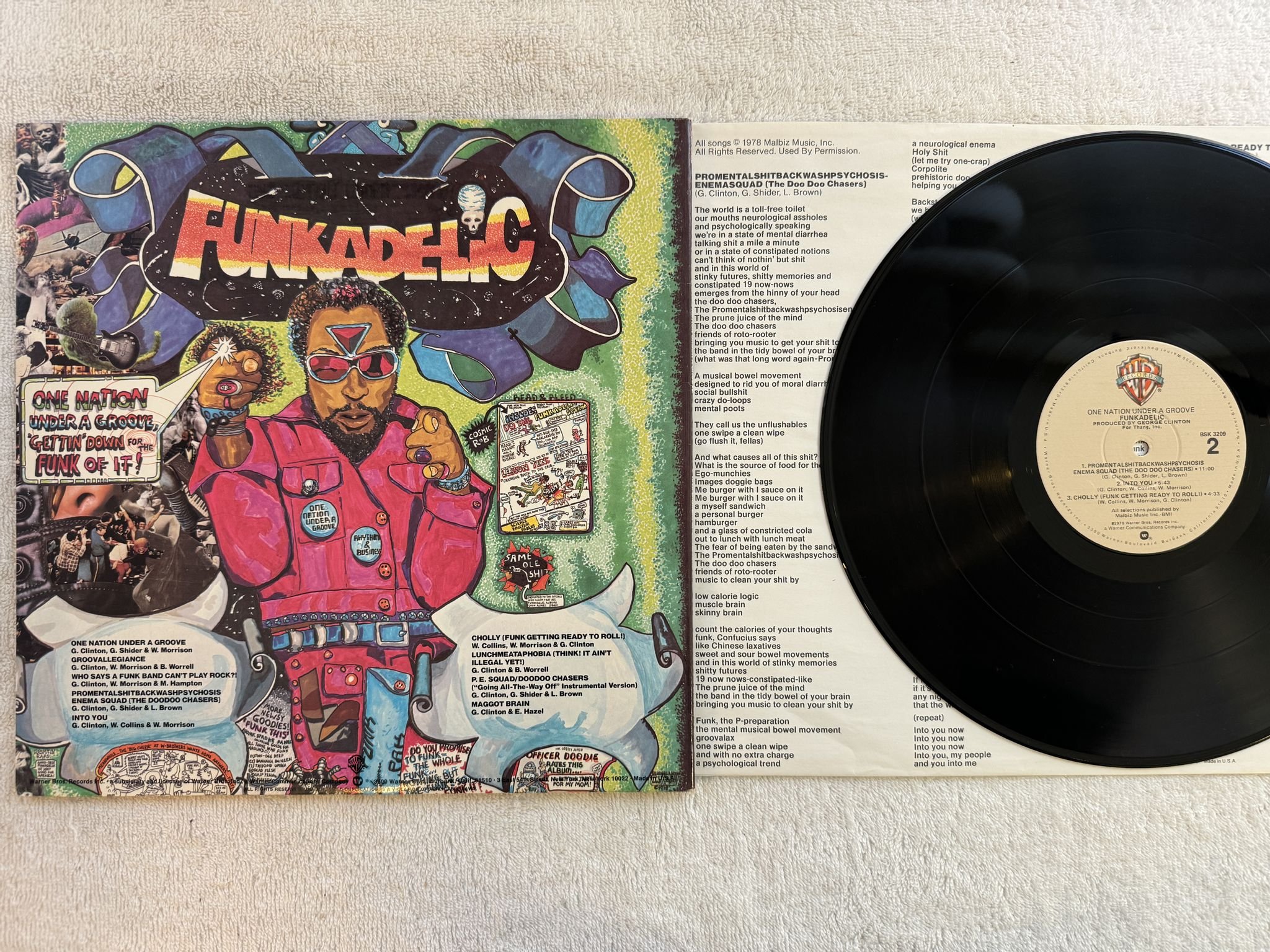Omslagsbild för skivan FUNKADELIC one nation under a groove LP + 7" -78 US WARNER BSK 3209 ** KILLER **