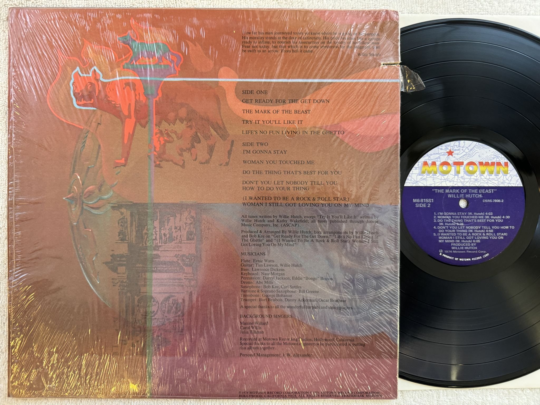 Omslagsbild för skivan WILLIE HUTCH the mark of the beast LP -74 US MOTOWN M6 815S1