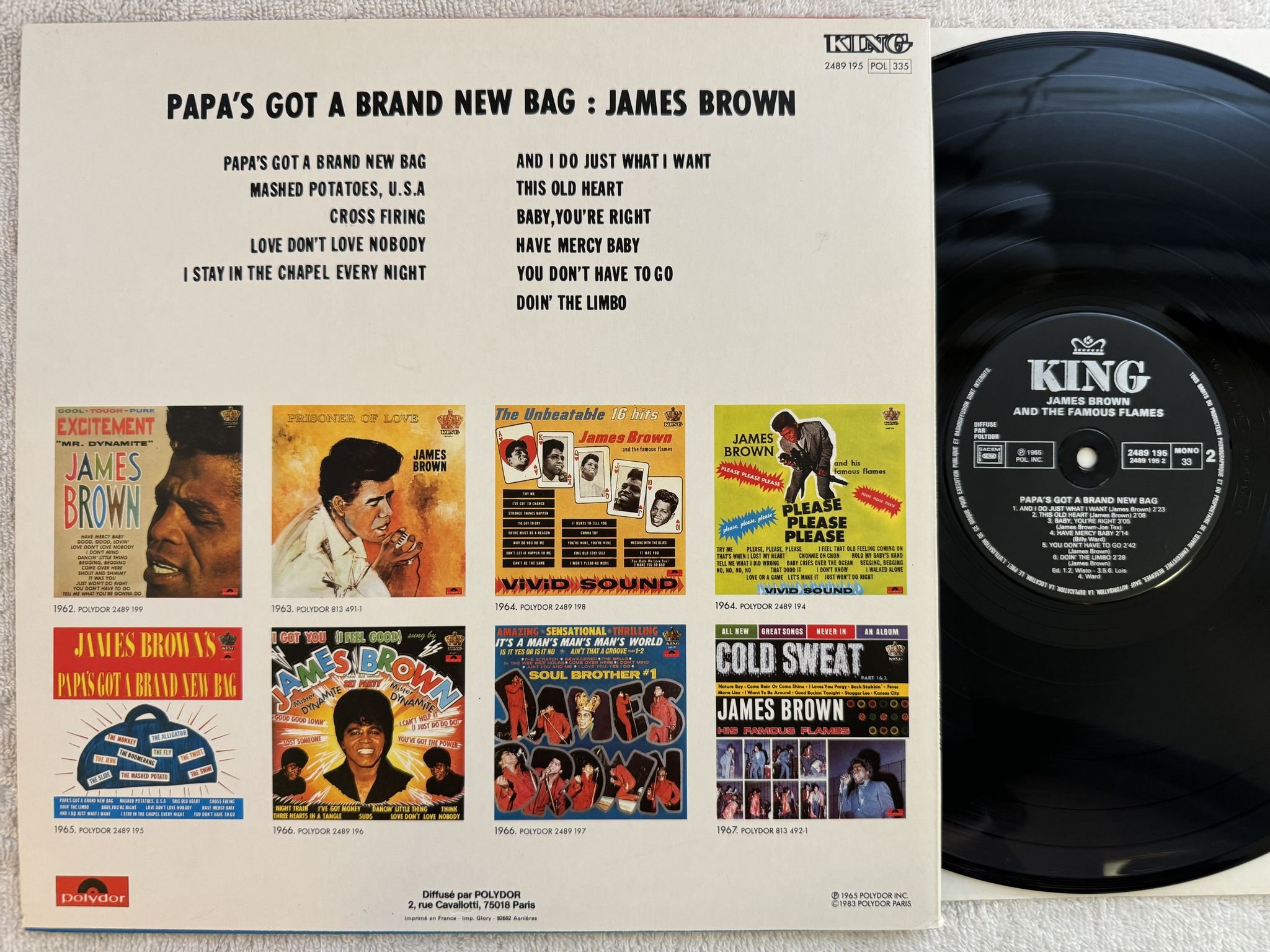 Omslagsbild för skivan JAMES BROWN & THE FAMOUS FLAMES papa's got a brand ... LP re Fra KING 813 492-1