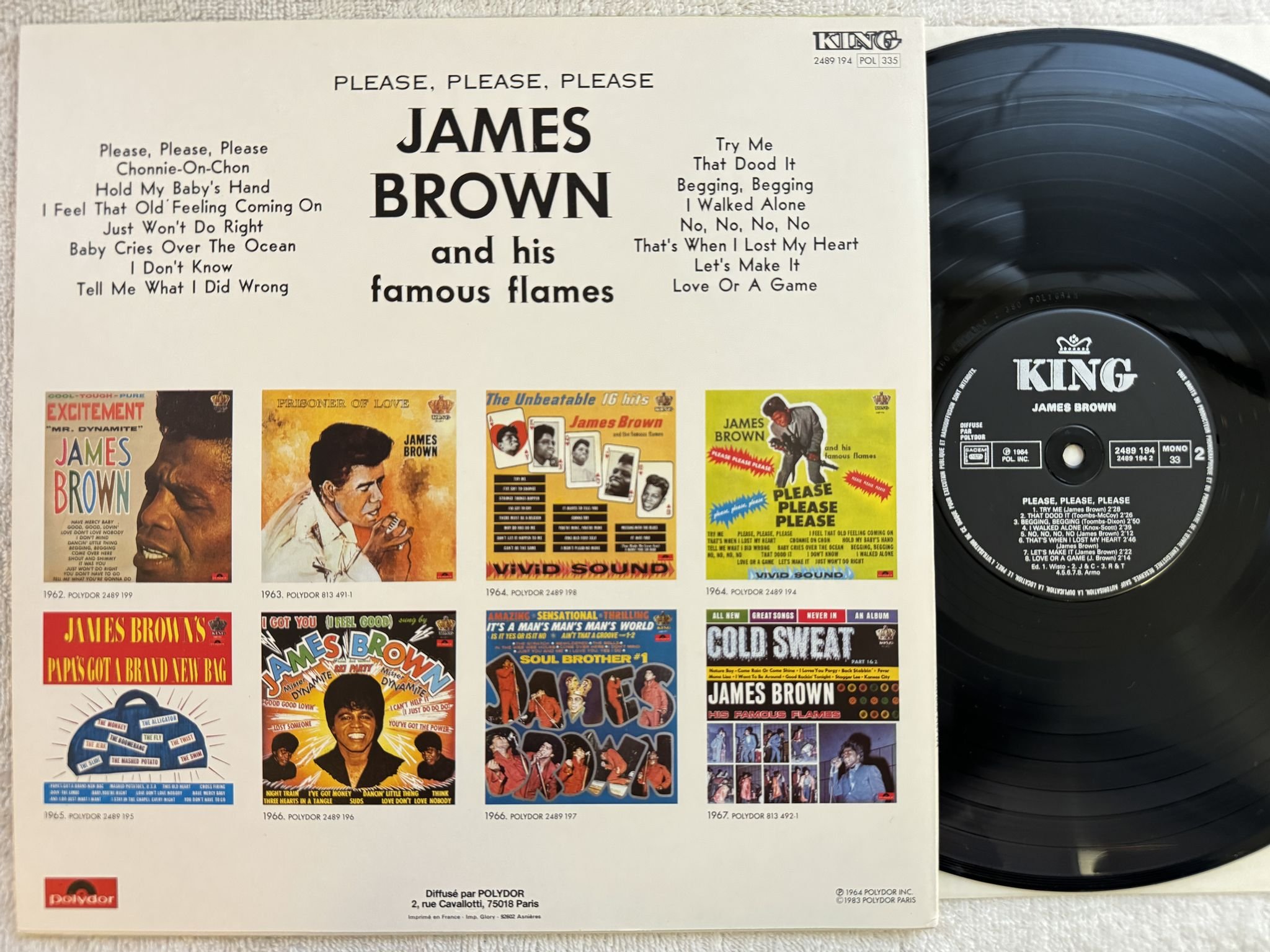 Omslagsbild för skivan JAMES BROWN please please please LP re Fra KING 2489 194