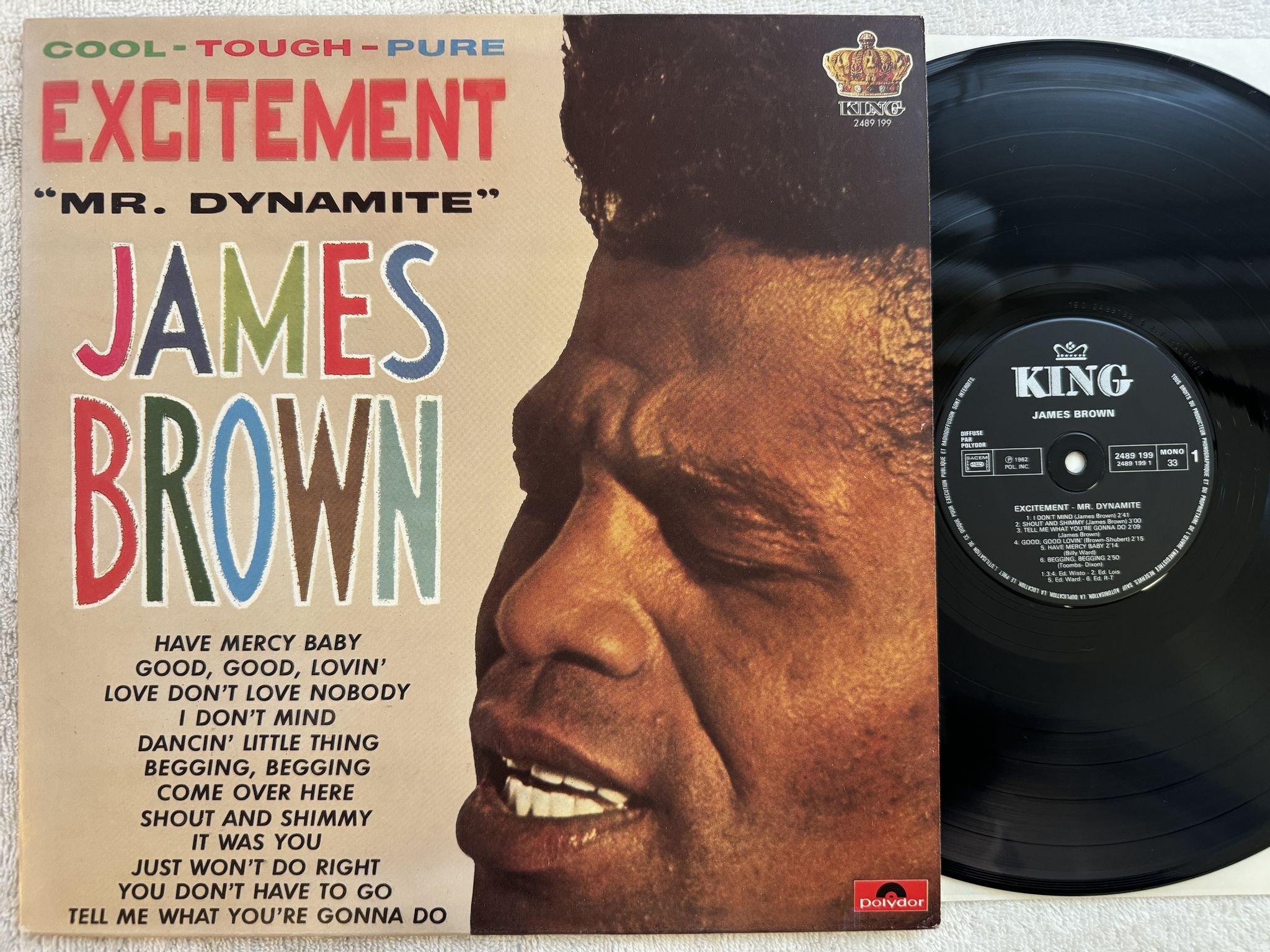 Omslagsbild för skivan JAMES BROWN excitement - Mr Dynamite LP re Fra KING 2489 199