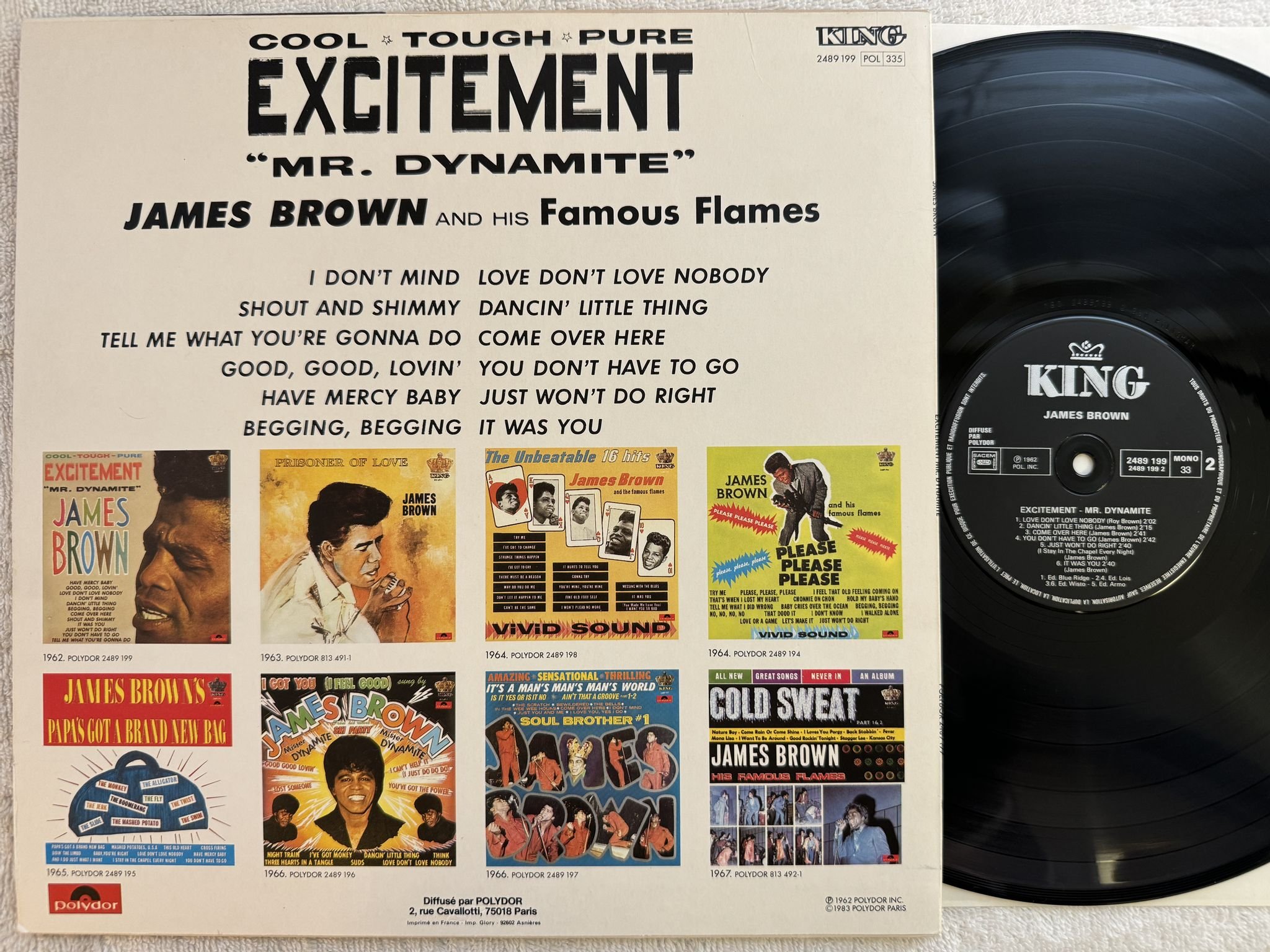 Omslagsbild för skivan JAMES BROWN excitement - Mr Dynamite LP re Fra KING 2489 199