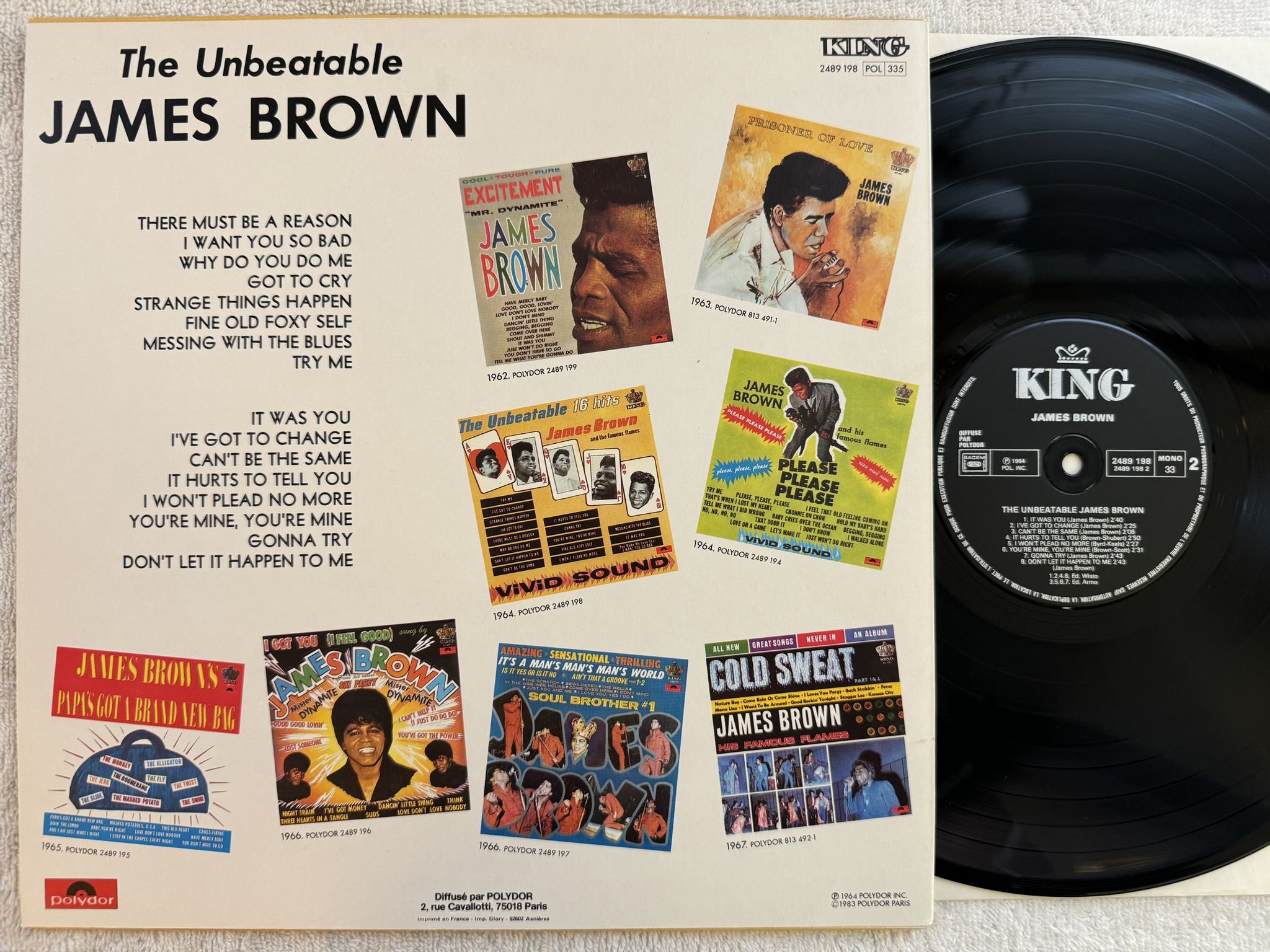Omslagsbild för skivan JAMES BROWN the unbeatable LP re Fra KING 2489 198