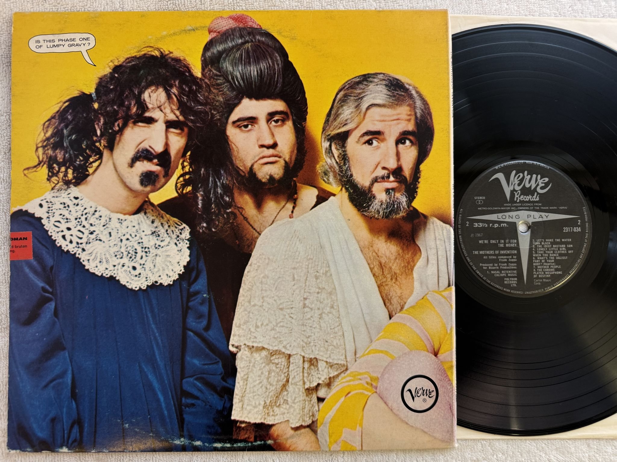 Omslagsbild för skivan THE MOTHERS OF INVENTION we're only in it for the money LP -67 UK VERVE 2317034