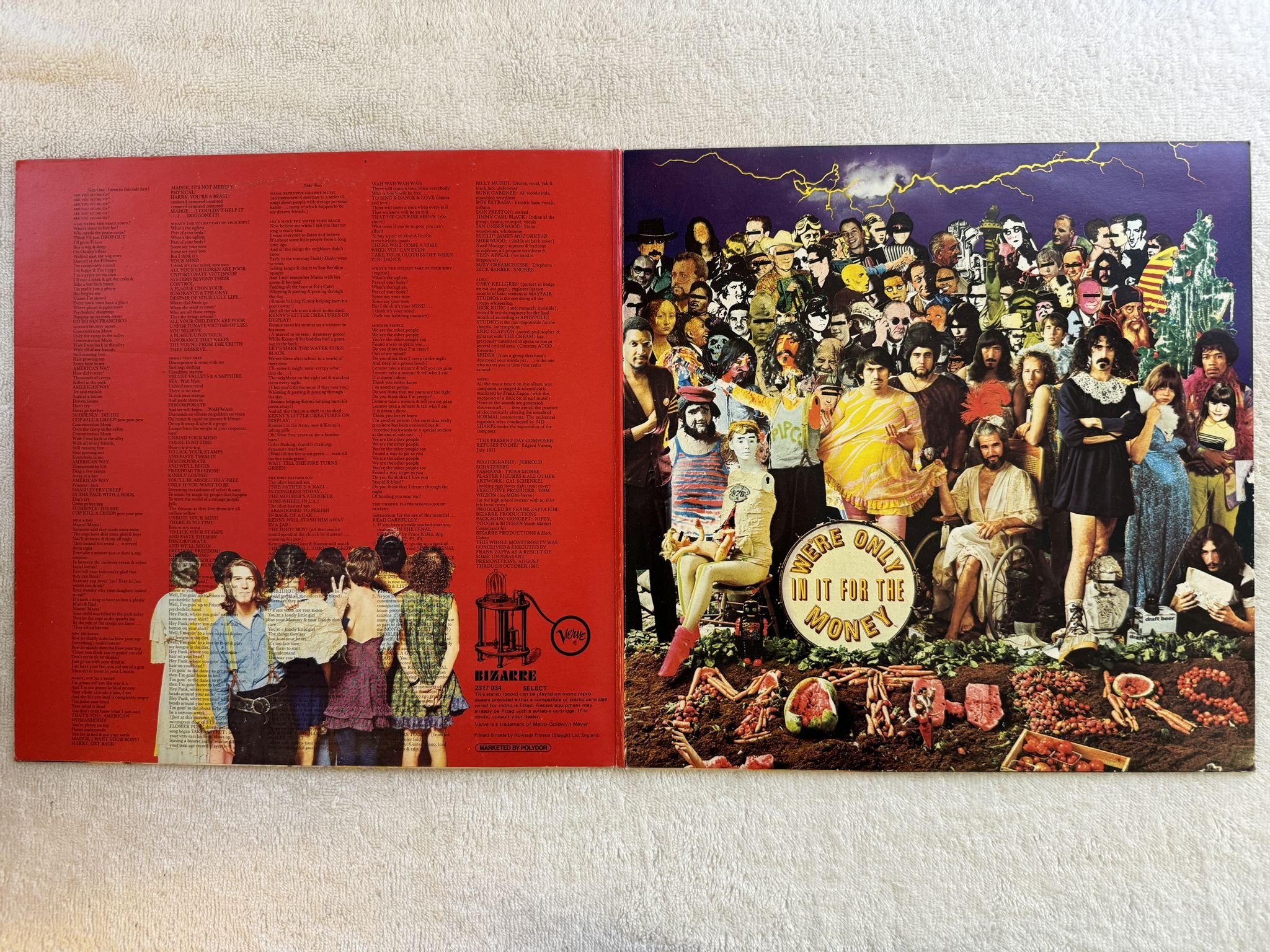 Omslagsbild för skivan THE MOTHERS OF INVENTION we're only in it for the money LP -67 UK VERVE 2317034