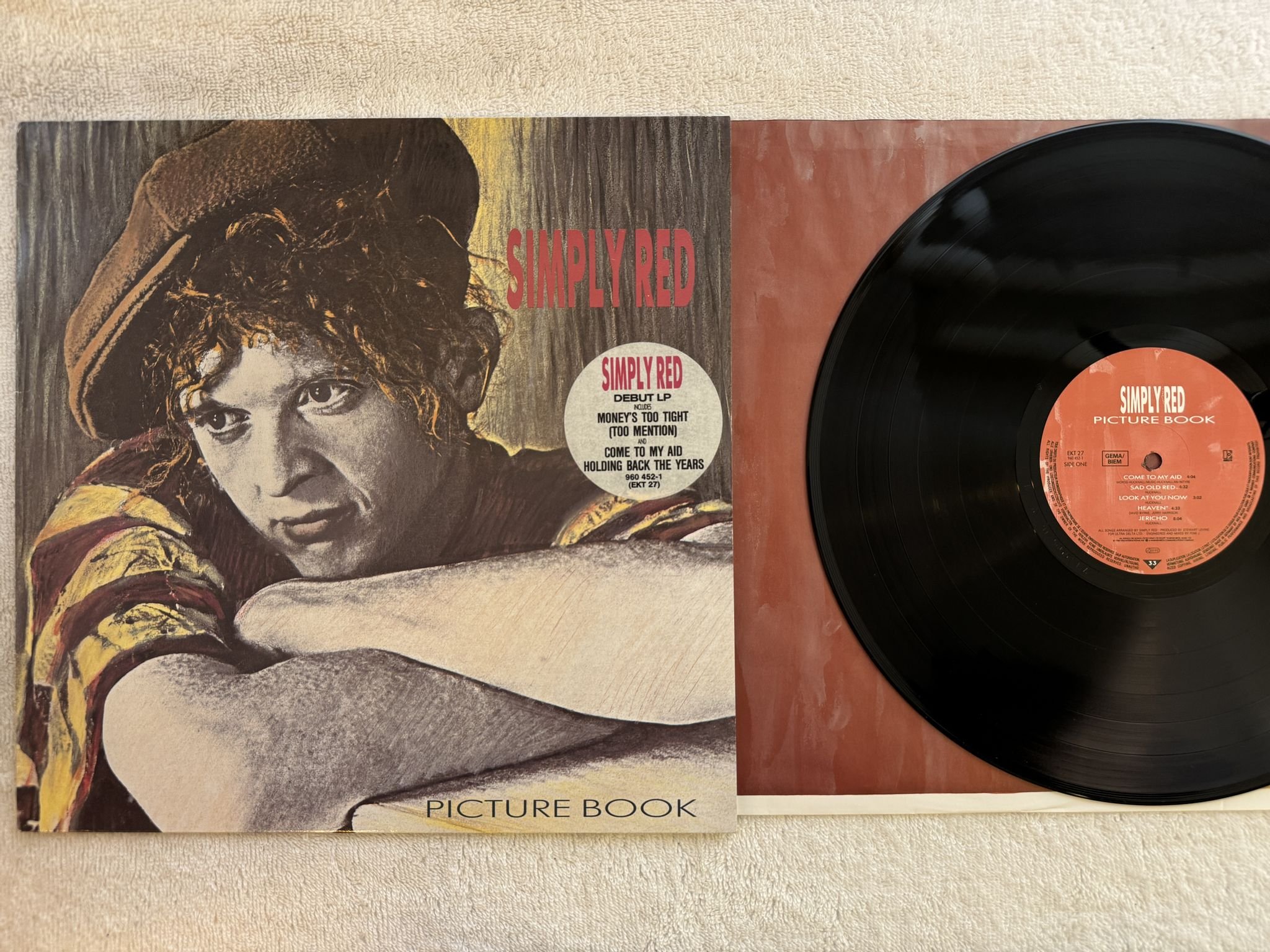 Omslagsbild för skivan SIMPLY RED picture book LP -85 ELEKTRA EKT 27 ** HOLDING BACK THE YEARS **