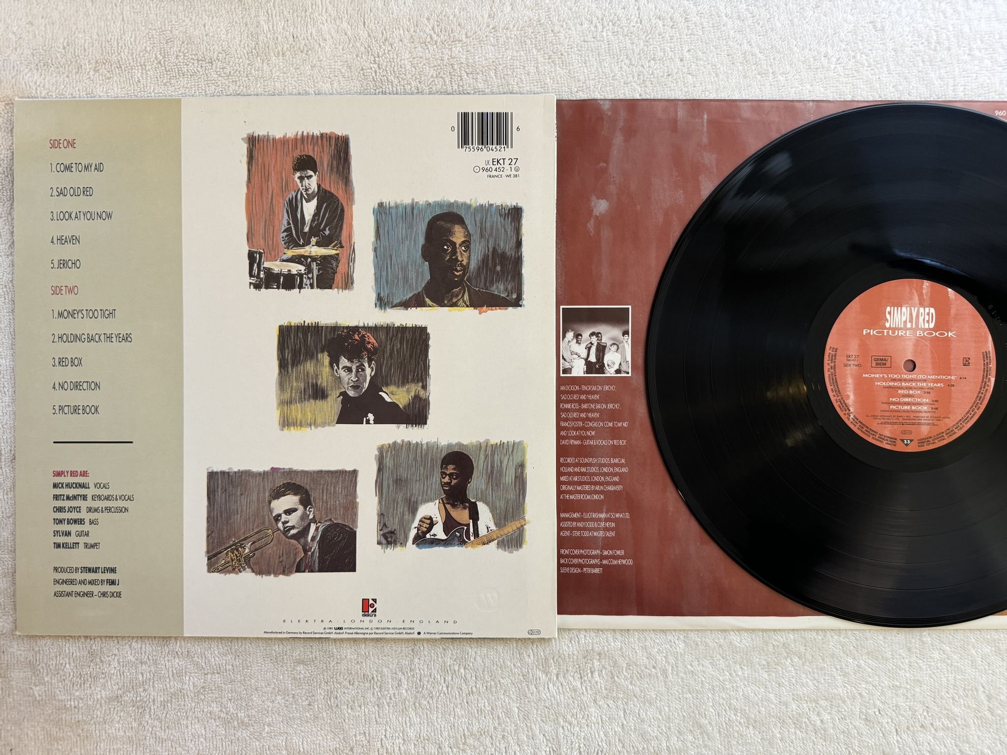 Omslagsbild för skivan SIMPLY RED picture book LP -85 ELEKTRA EKT 27 ** HOLDING BACK THE YEARS **