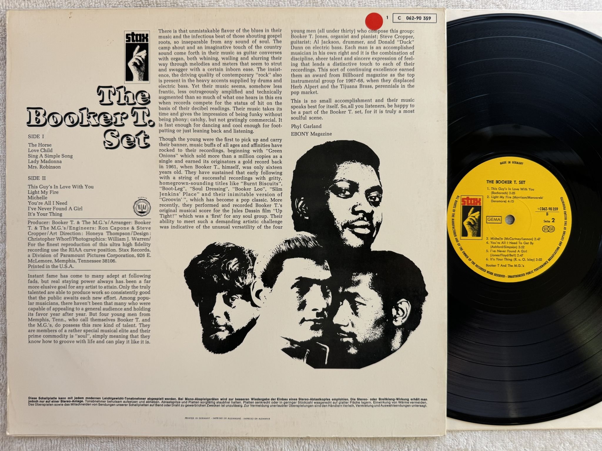 Omslagsbild för skivan BOOKER T & THE MG'S the booker t set LP Ger STAX 1C 062 90359