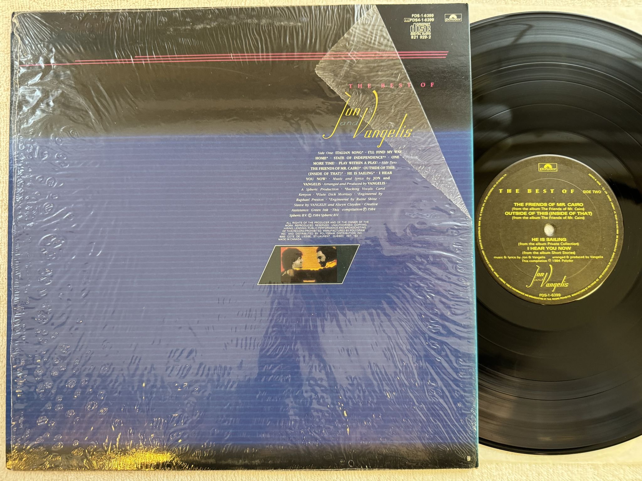 Omslagsbild för skivan VANGELIS the best of LP -84 polydor PDS-1 6399