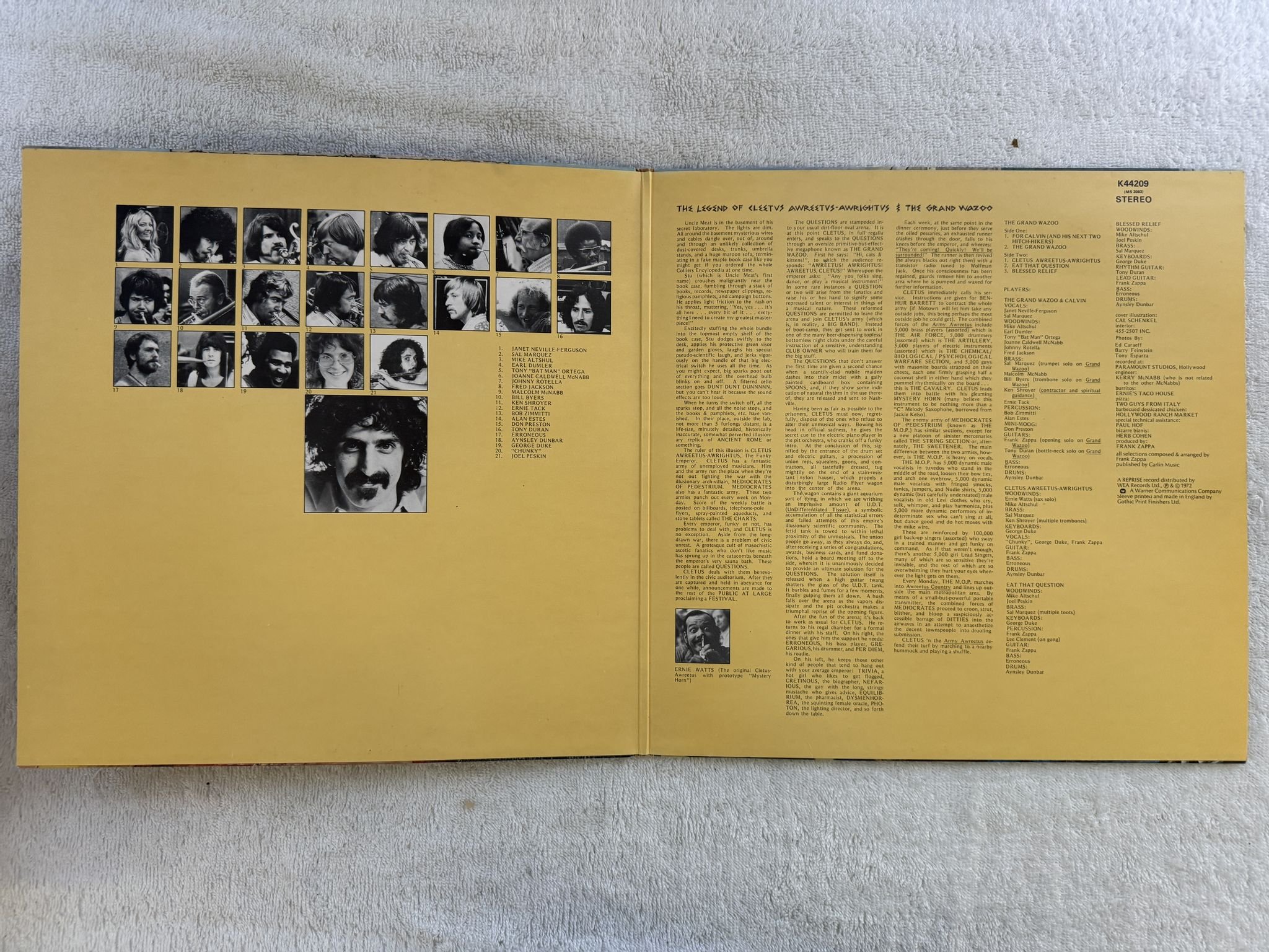 Omslagsbild för skivan THE MOTHERS the grand wazoo LP UK REPRISE K 44209