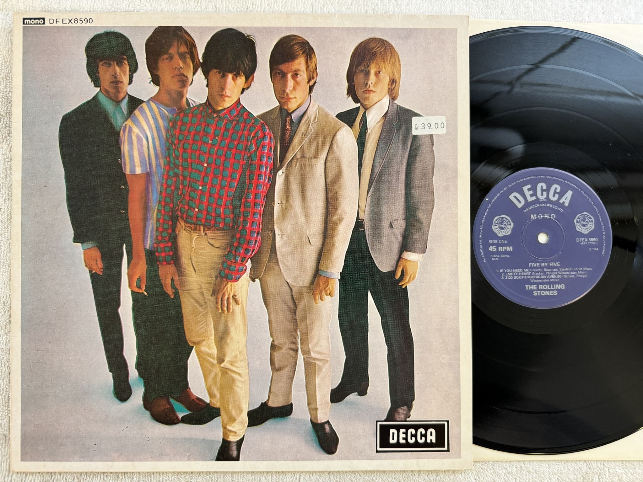 Omslagsbild för skivan THE ROLLING STONES five by five LP re ncb DECCA DFEX 8590