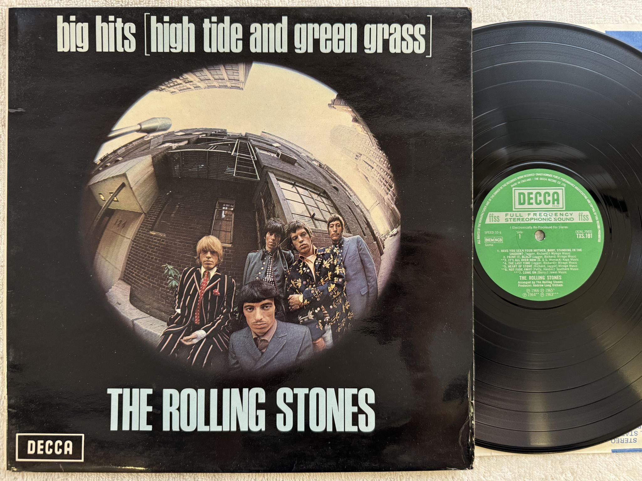 Omslagsbild för skivan THE ROLLING STONES big hits LP UK DECCA TXS 101