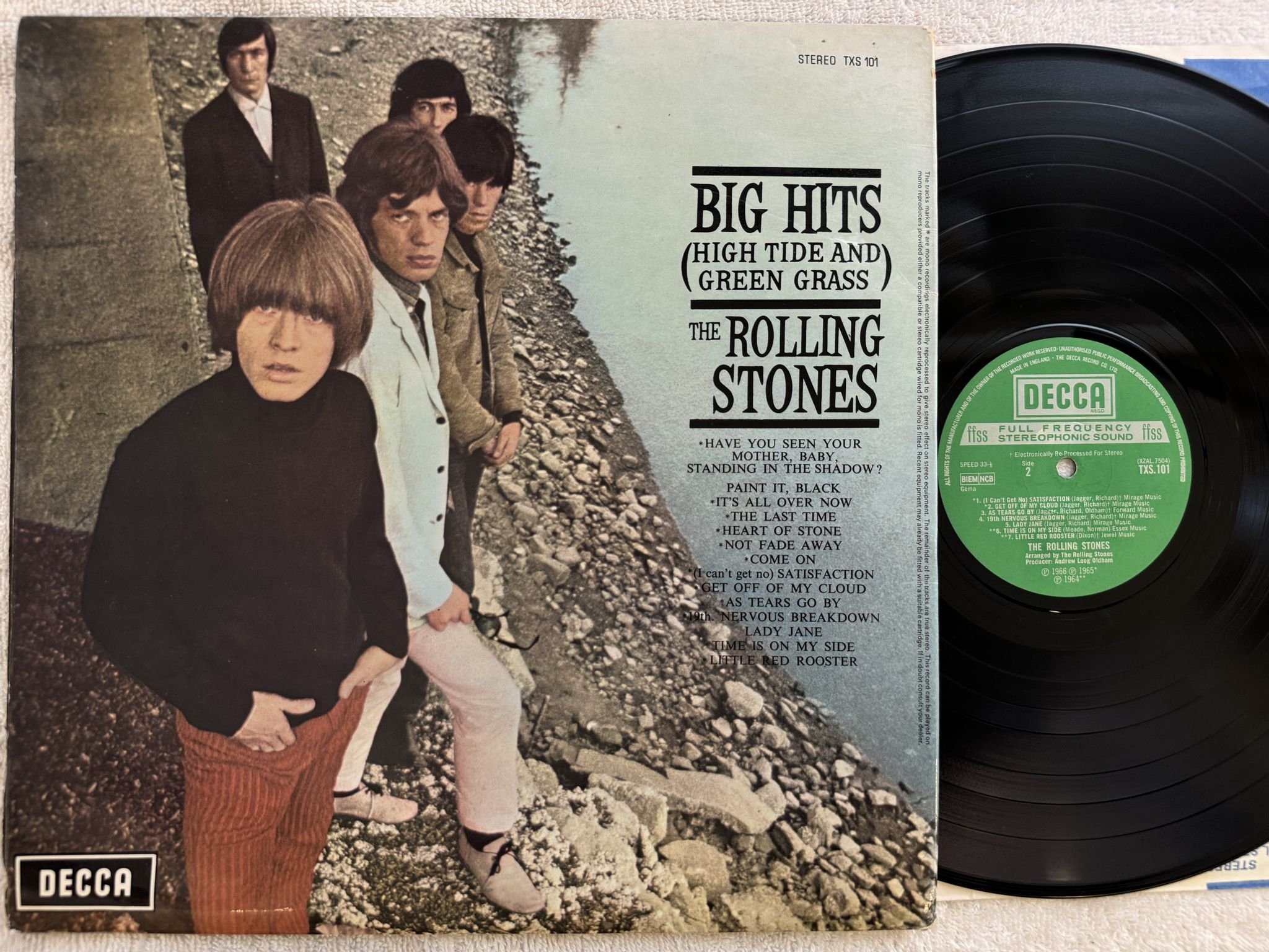 Omslagsbild för skivan THE ROLLING STONES big hits LP UK DECCA TXS 101