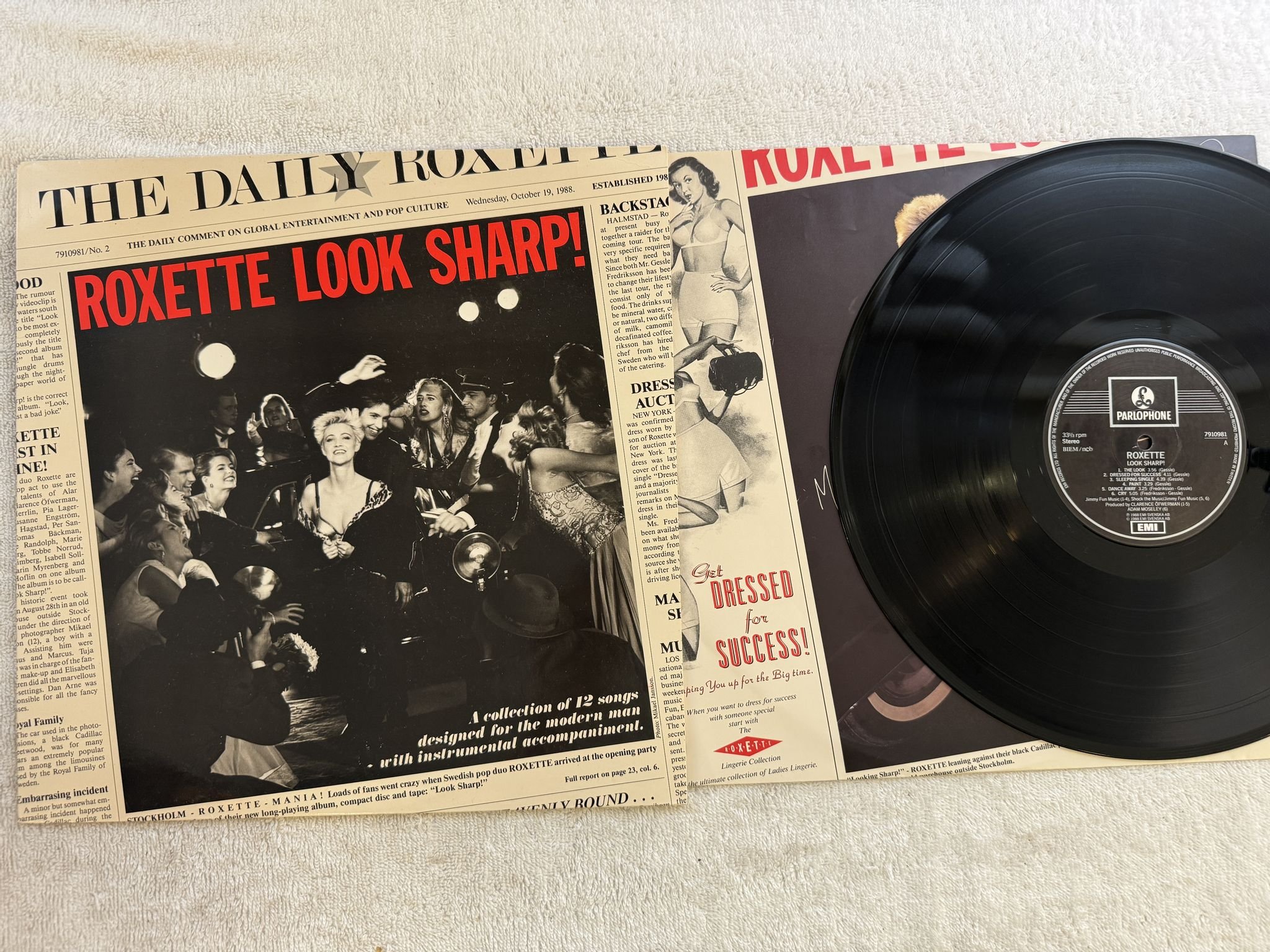 Omslagsbild för skivan ROXETTE look sharp! LP -88 Swe EMI / PARLOPHONE 7910981