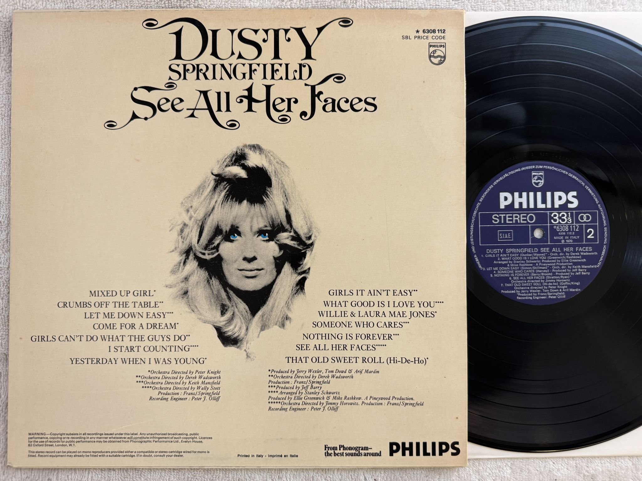 Omslagsbild för skivan DUSTY SPRINGFIELD see all her faces LP -70 Ita PHILIPS 6308112