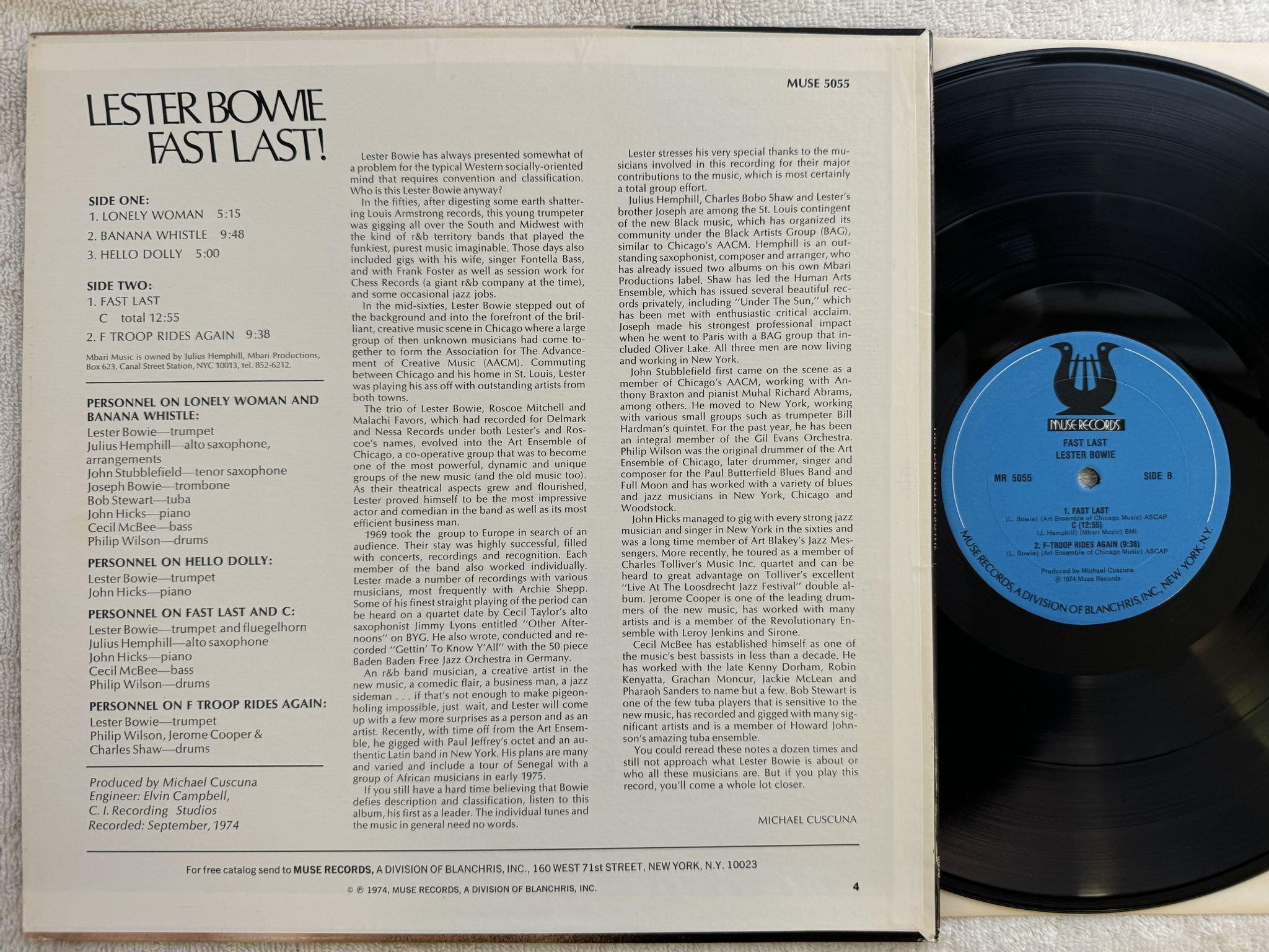 Omslagsbild för skivan LESTER BOWIE fast last LP -74 US MUSE MR 5055