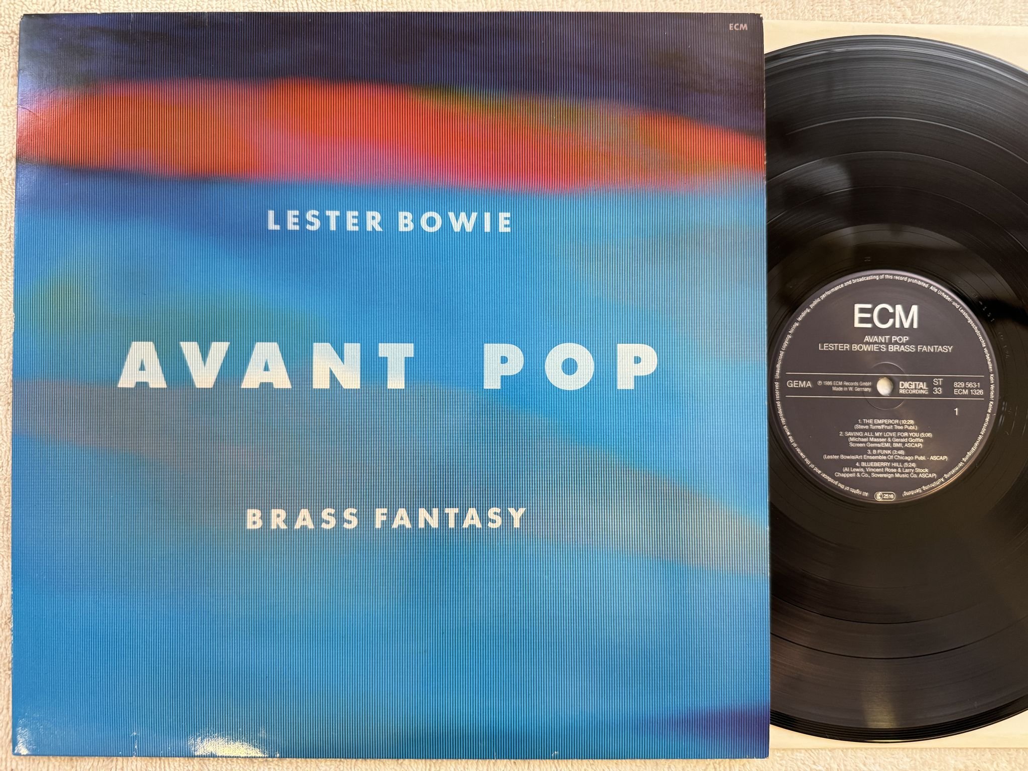 Omslagsbild för skivan LESTER BOWIE BRASS FANTASY avant pop LP -86 Ger ECM 829563-1