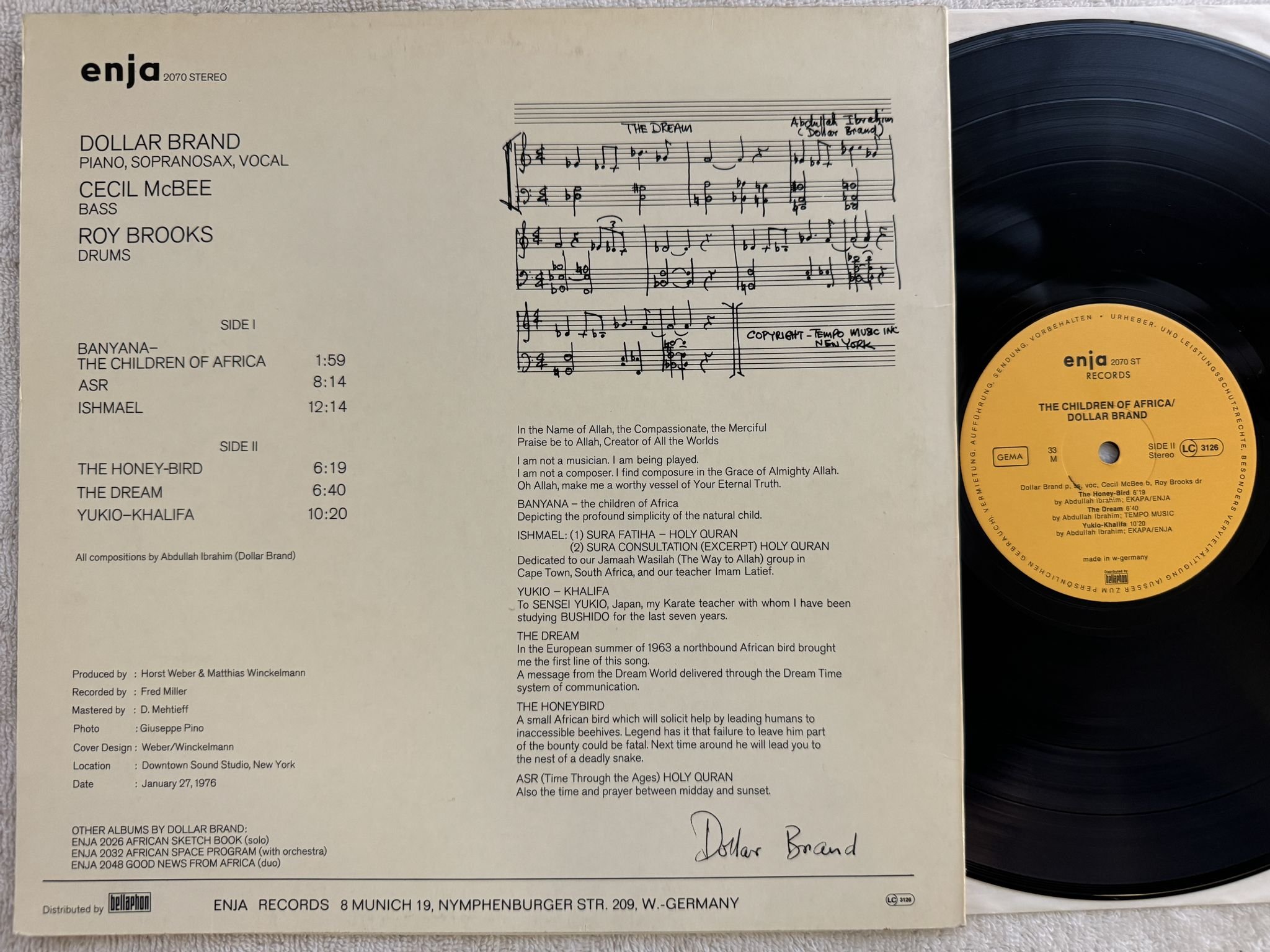 Omslagsbild för skivan DOLLAR BRAND the children of Africa LP -76 Ger ENJA enja 2070