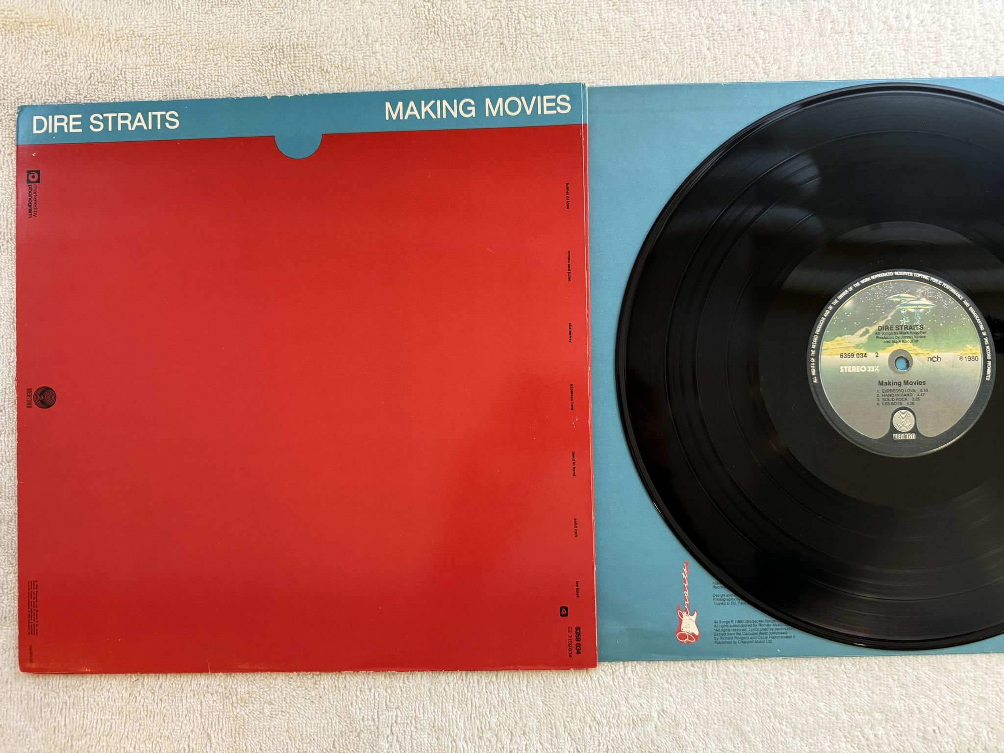 Omslagsbild för skivan DIRE STRAITS making movies LP ncb VERTIGO 6359 034