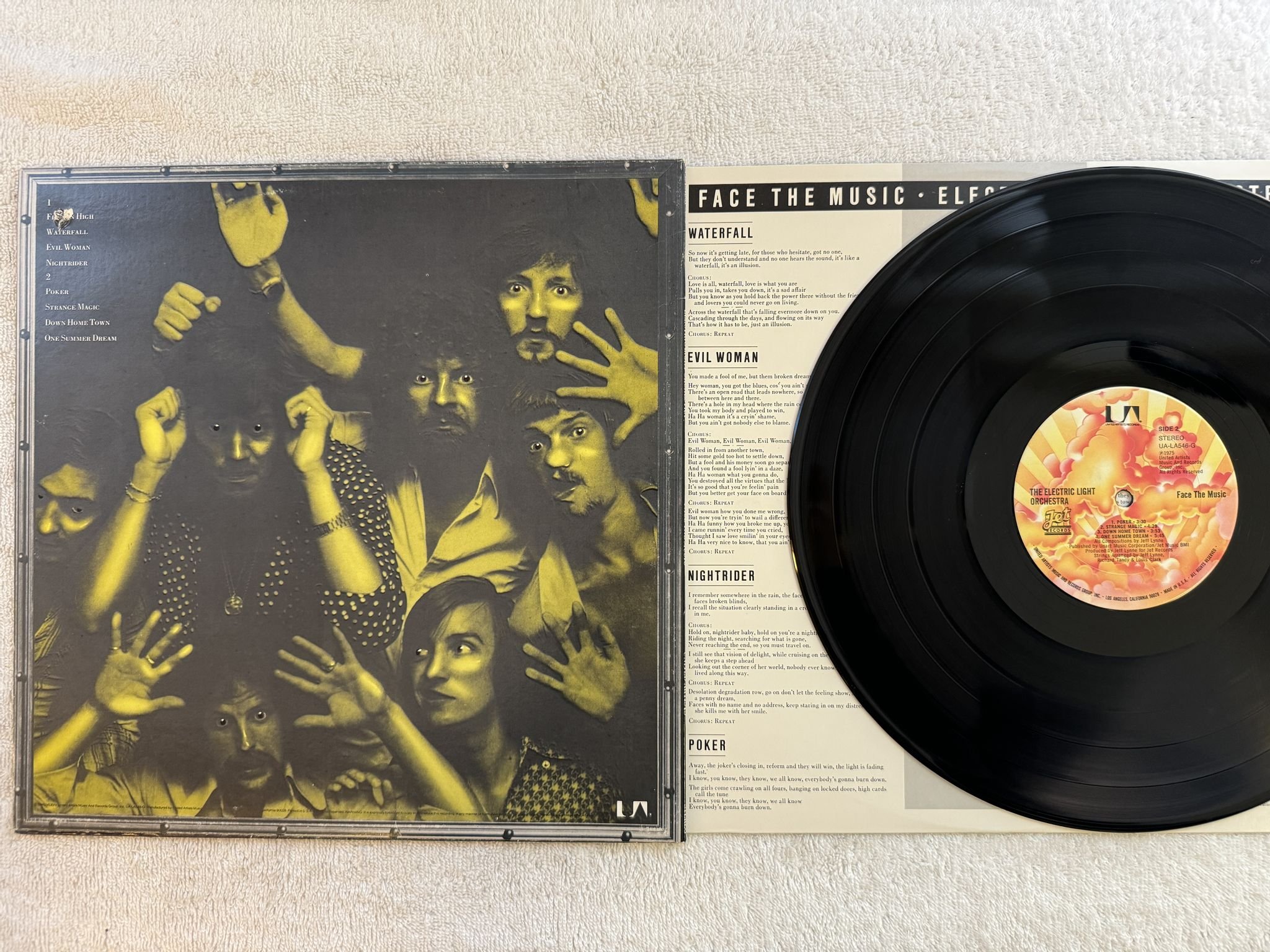Omslagsbild för skivan ELECTRIC LIGHT ORCHESTRA face the music LP -75 uS UNITED ARTISTS UA LA 546 G