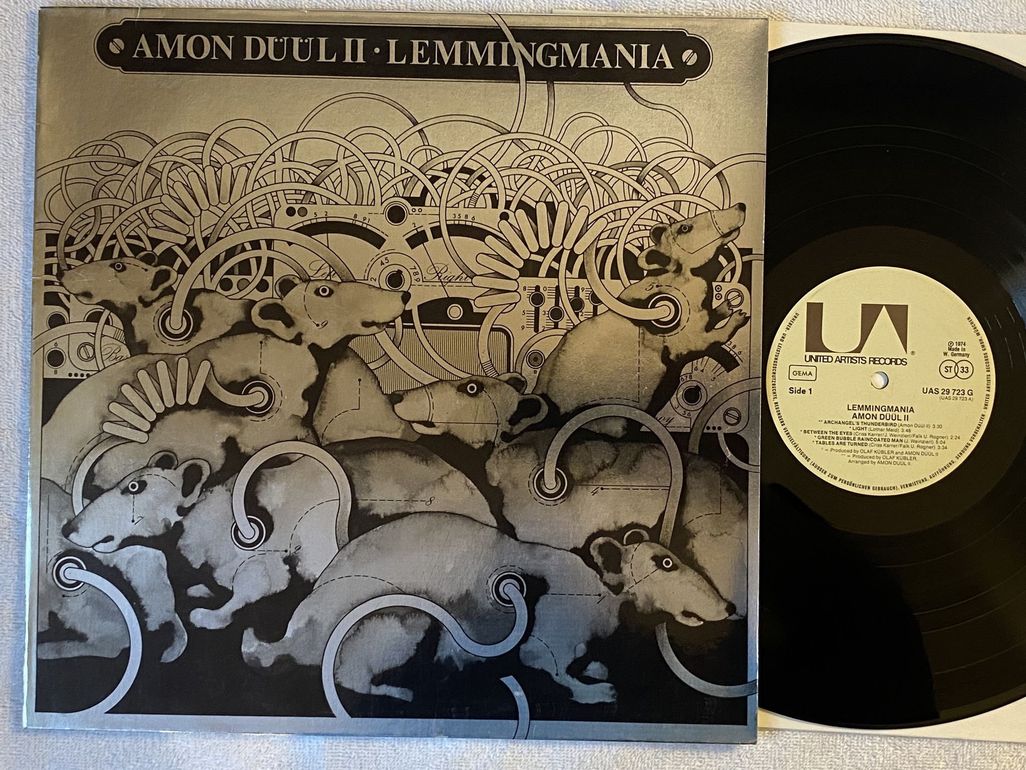 Omslagsbild för skivan AMON DÜÜL II lemmingmania LP -74 Ger UNITED ARTISTS UAS 29723 G