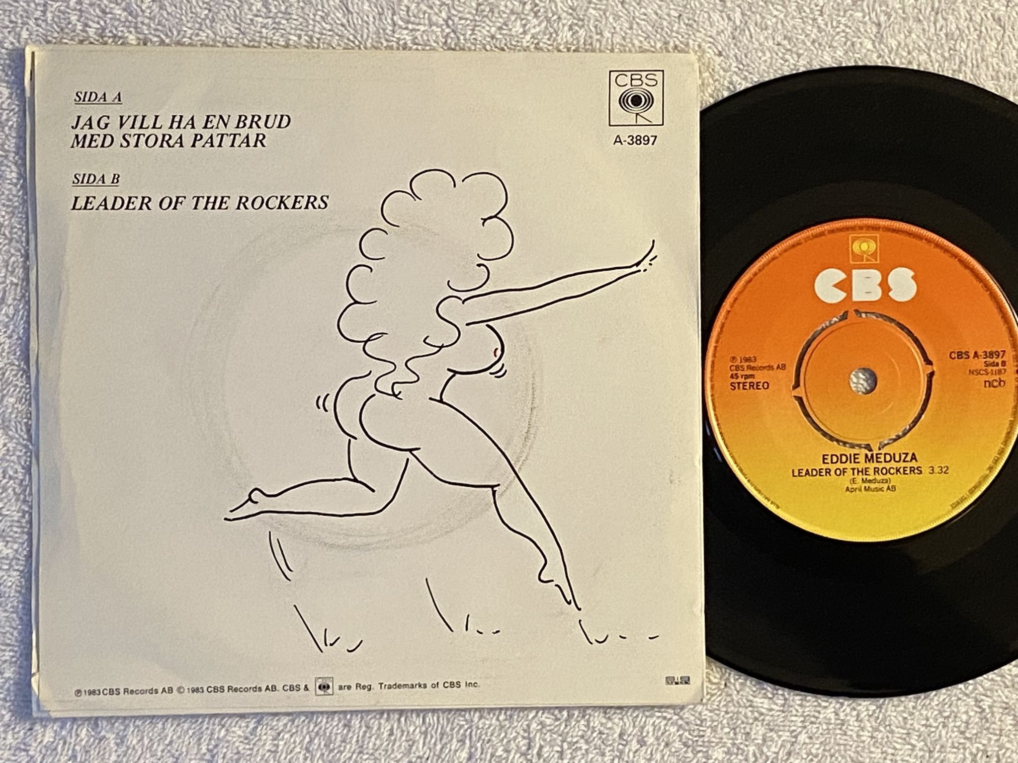 Omslagsbild för skivan EDDIE MEDUZA jag vill ha en brud ... 7" -83 CBS A 3897