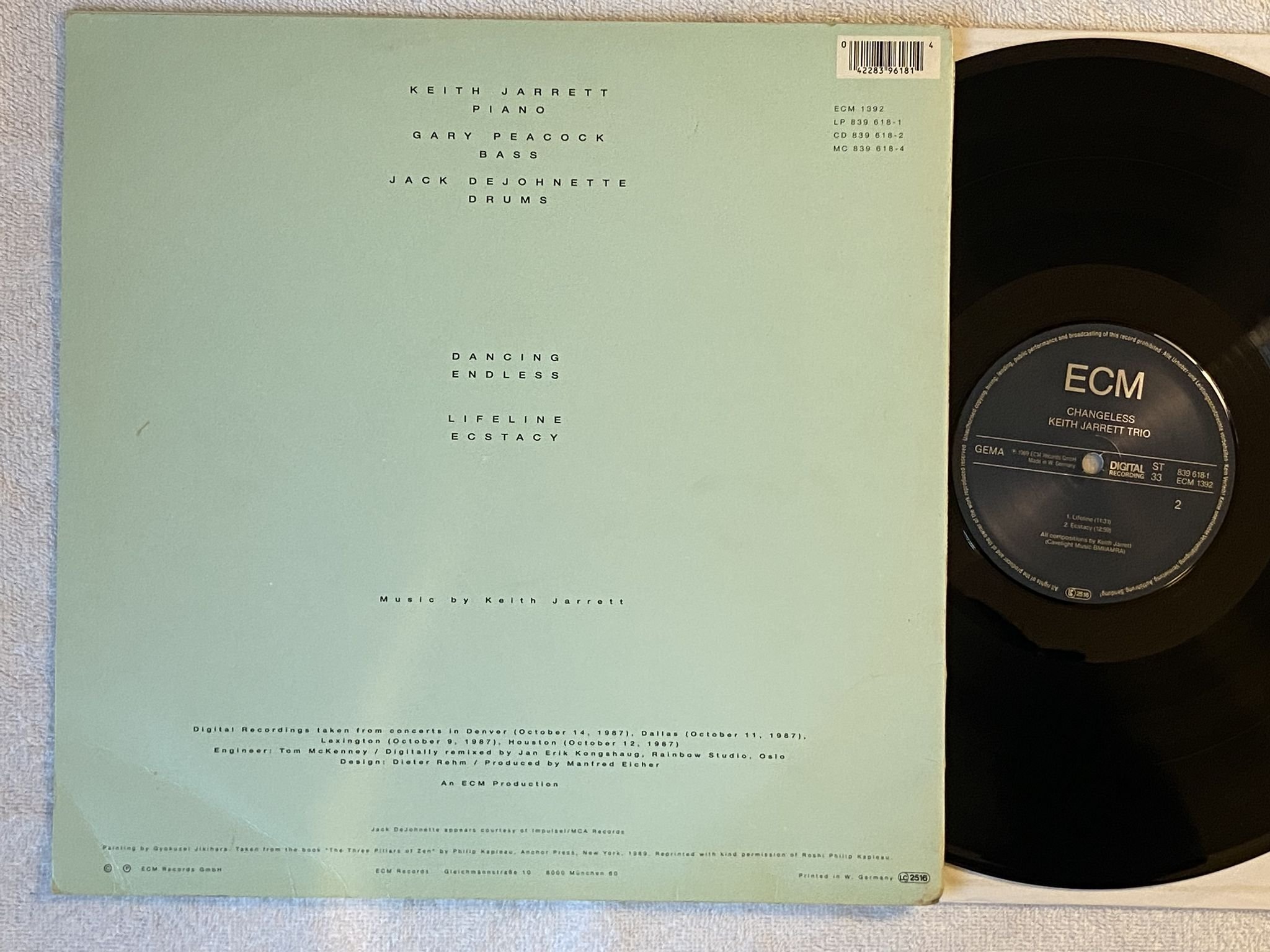 Omslagsbild för skivan KEITH JARRETT TRIO changeless LP -89 Ger ECM 1392