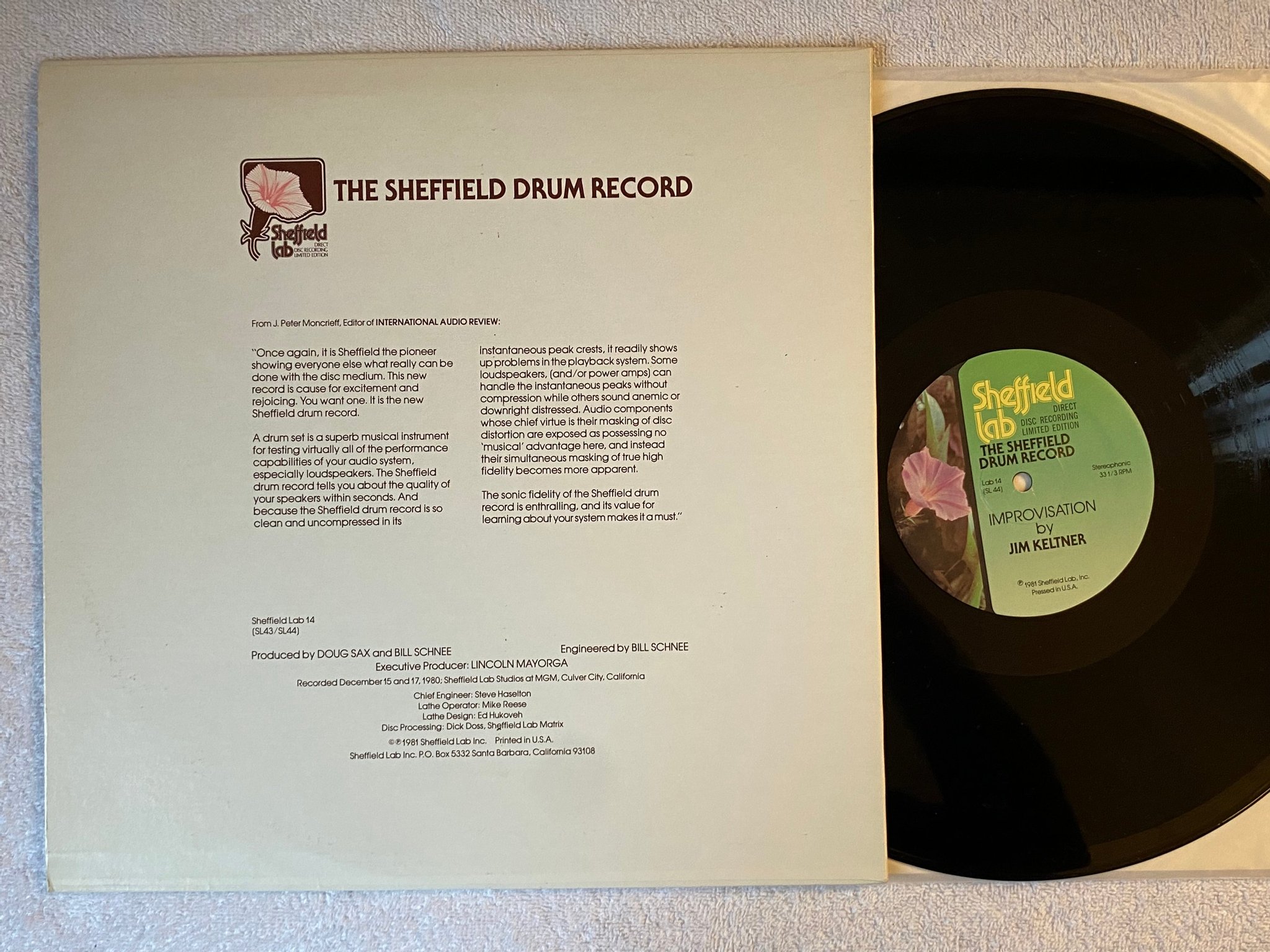 Omslagsbild för skivan JIM KELTNER / RON TUTT The Sheffield Drum Record LP -81 US SHEFFIELD LAB LAB-14