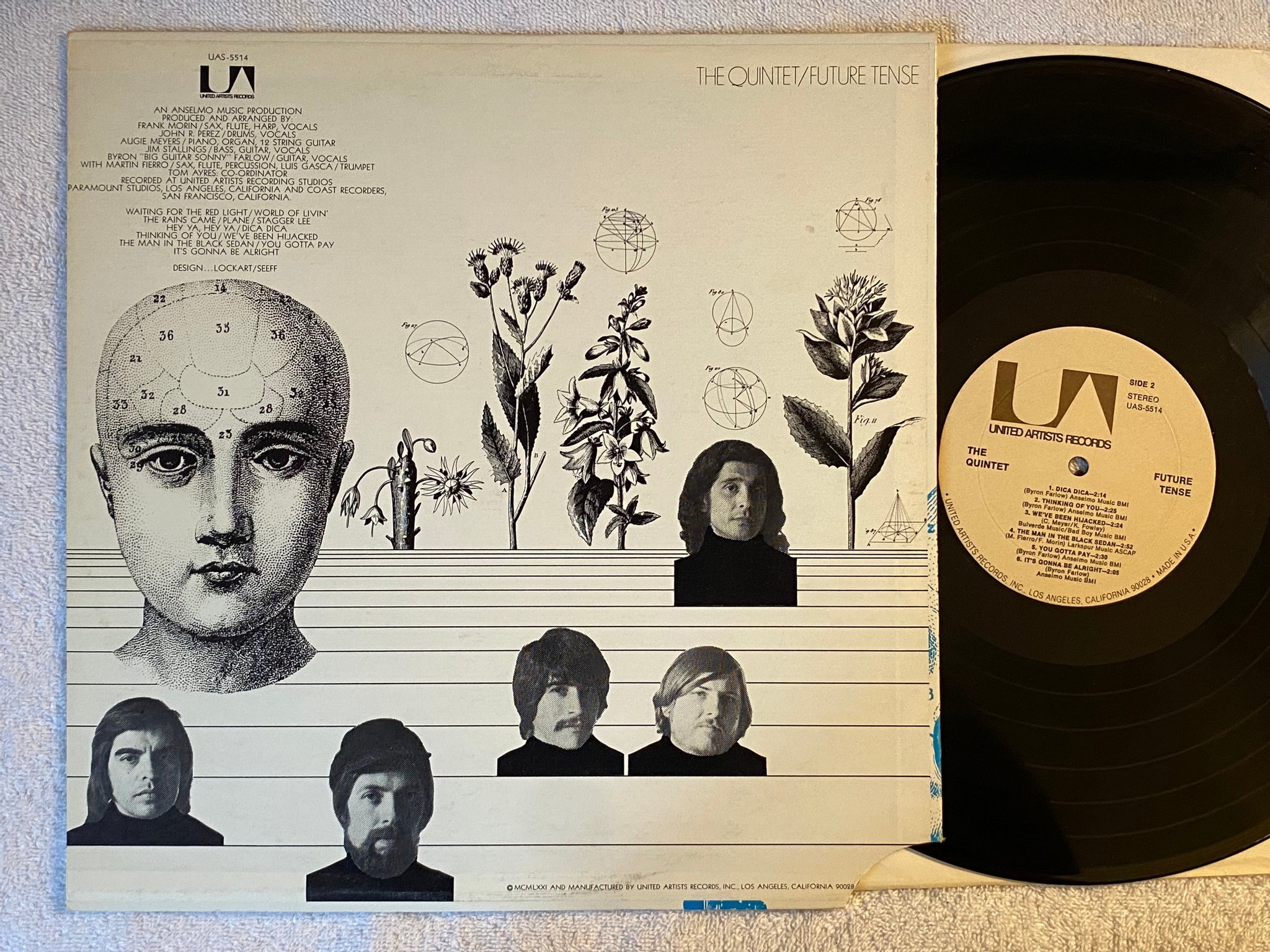 Omslagsbild för skivan THE QUINTET future tense LP -71 US UNITED ARTISTS UAS-5514 *** PSYCH / R&B ***