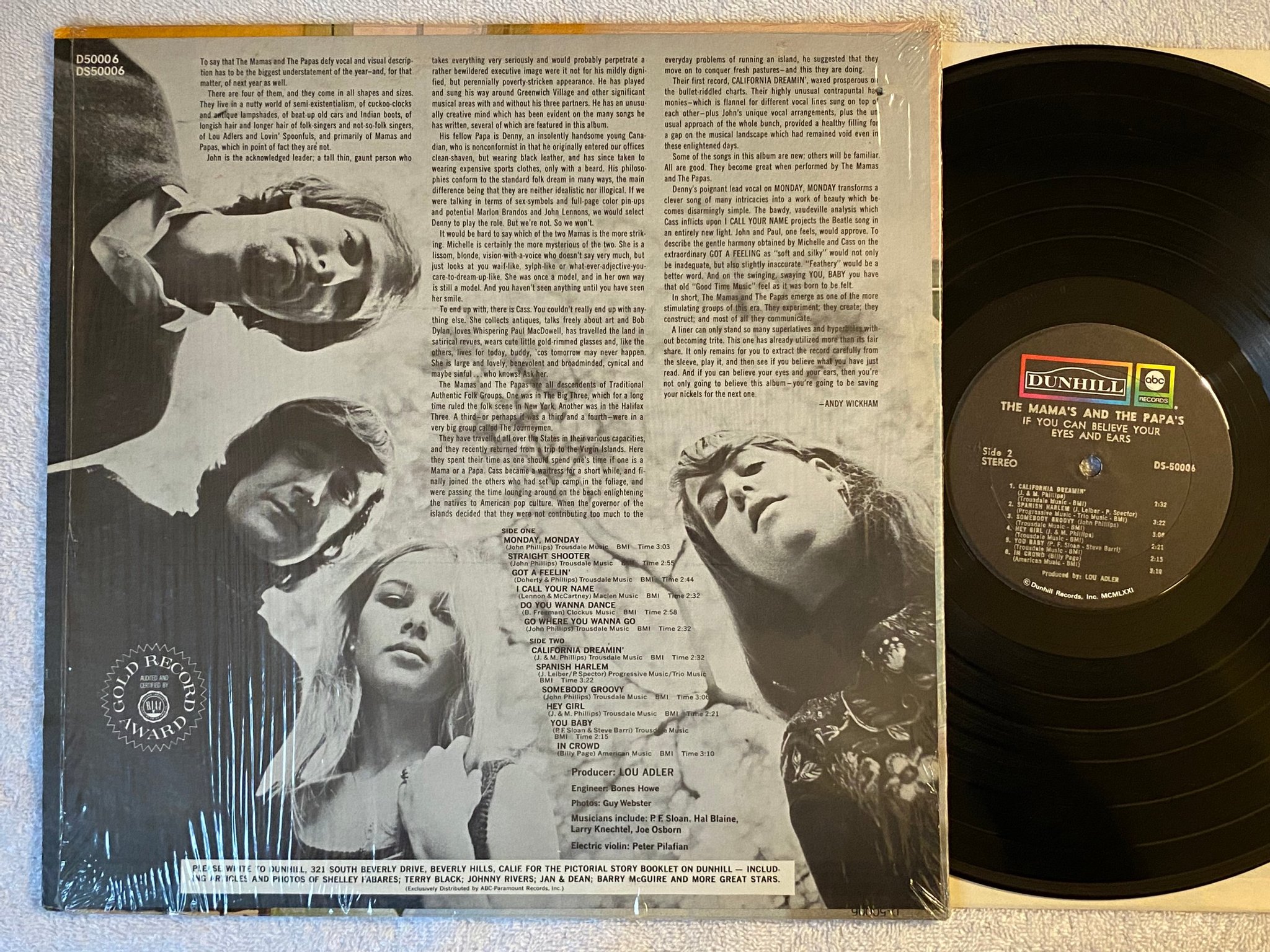 Omslagsbild för skivan THE MAMAS AND THE PAPAS if you can believe your ... LP re US DUNHILL DS-50006