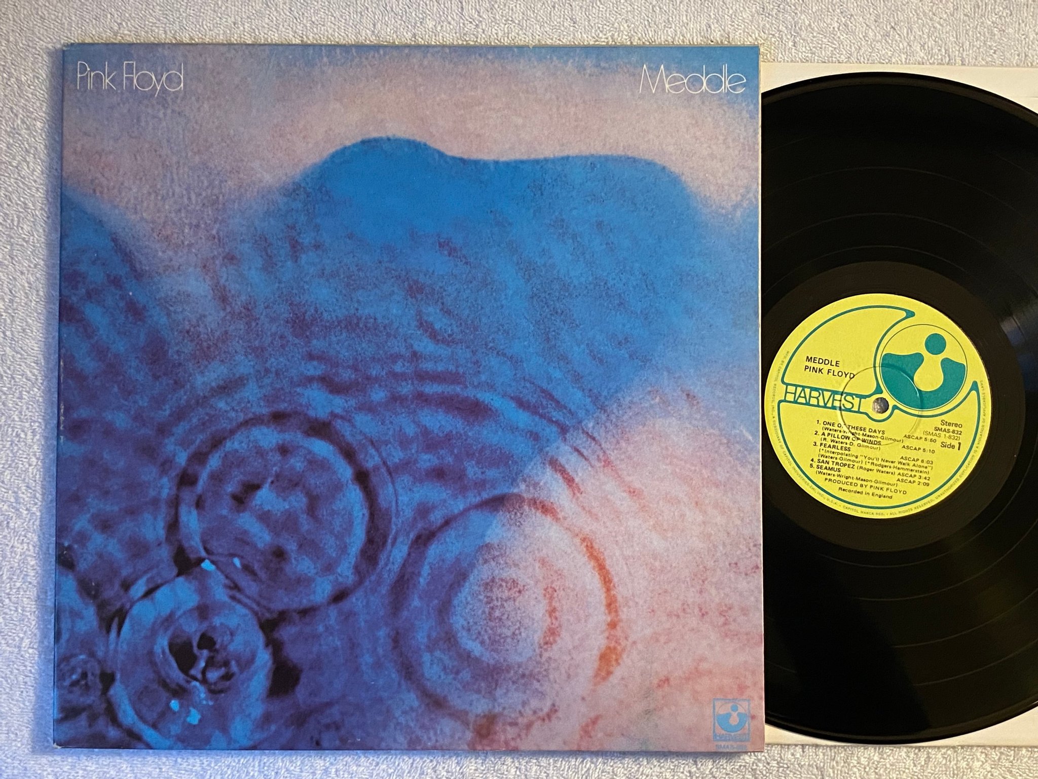 Omslagsbild för skivan PINK FLOYD meddle LP -71 US HARVEST SMAS 832 *** Winchester Press ***
