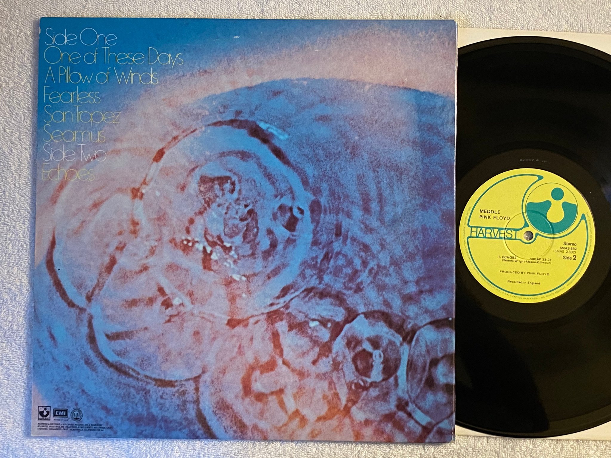 Omslagsbild för skivan PINK FLOYD meddle LP -71 US HARVEST SMAS 832 *** Winchester Press ***