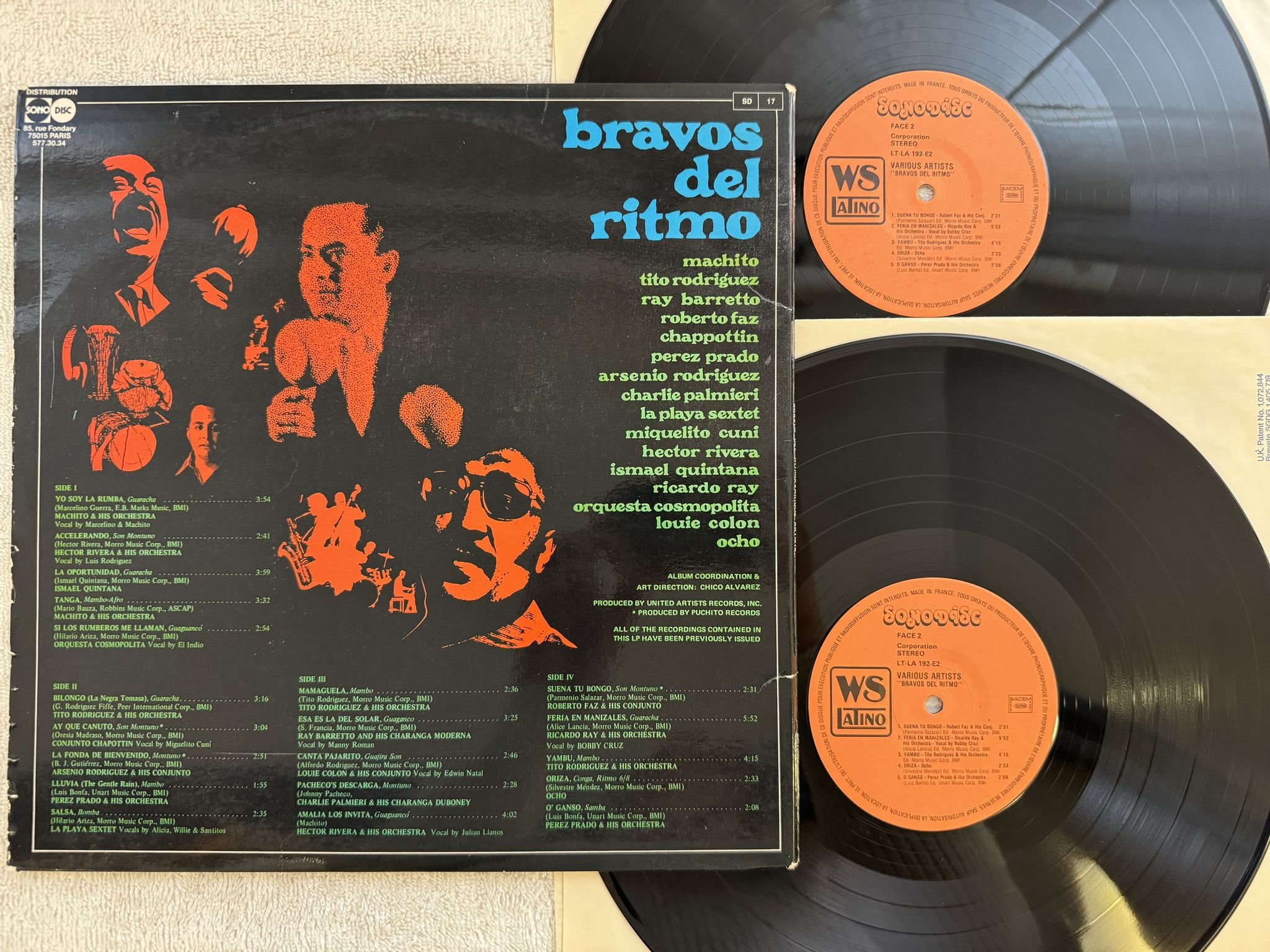 Omslagsbild för skivan V/S Bravos Del Ritmo 2xLP -86 WEST SIDE LATINO RECORDS LT-LA 192-E2