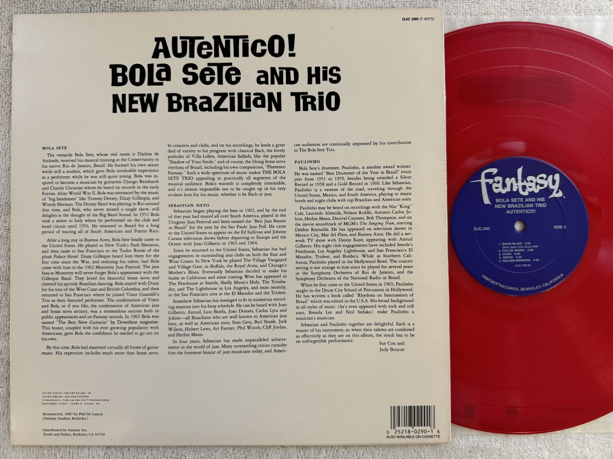 Omslagsbild för skivan BOLA SETE & HIS NEW BRAZILIAN TRIO Autentico! LP -66/87 US OJC-290