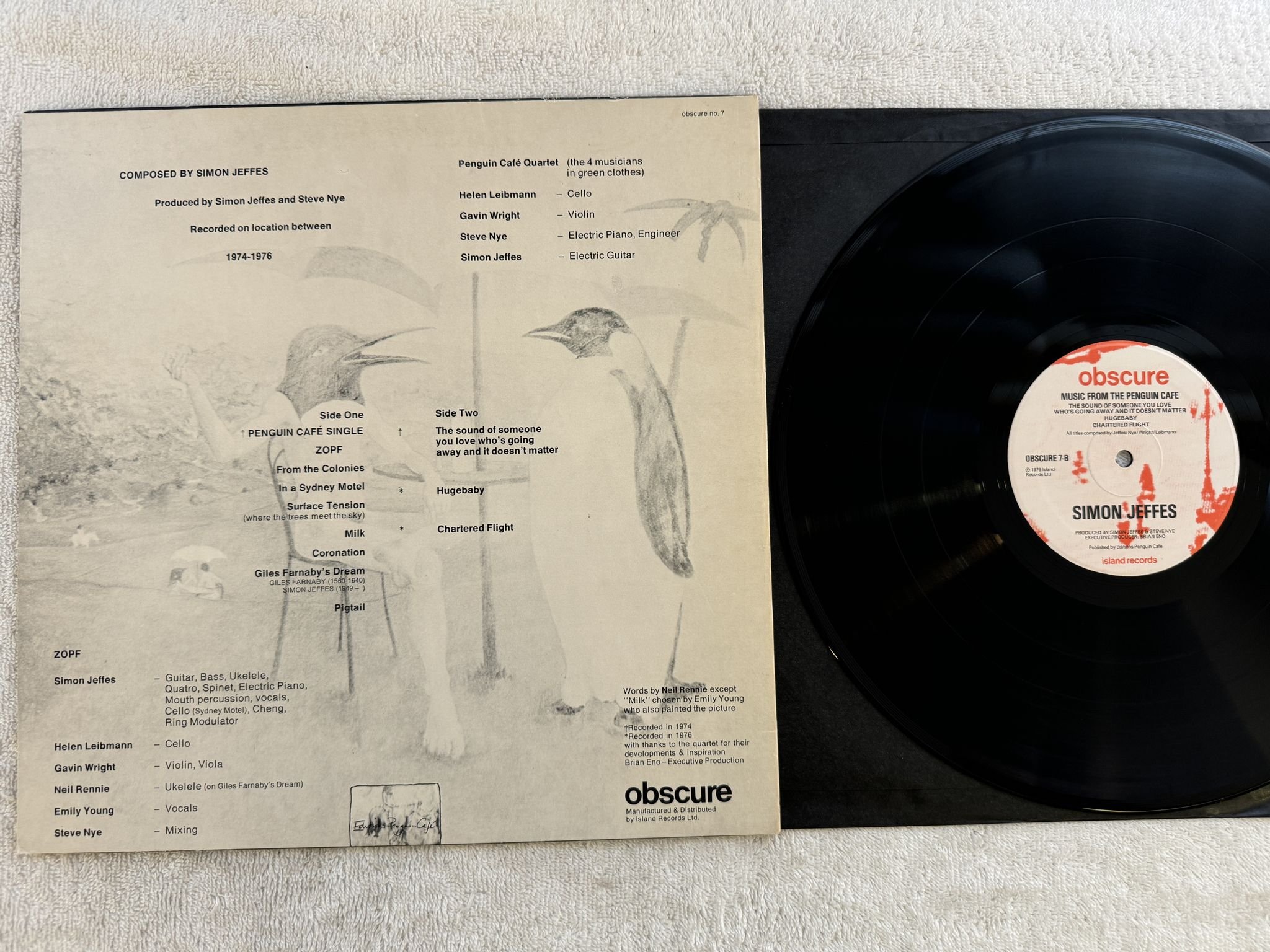 Omslagsbild för skivan SIMON JEFFES music from the Penguin cafe LP -76 UK OBSCURE 7 * PORKY PRIME CUT *