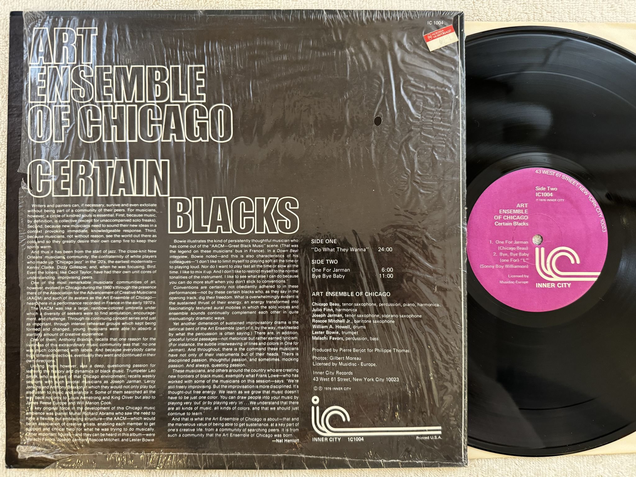 Omslagsbild för skivan ART ENSEMBLE OF CHICAGO certain blacks LP re US INNER CITY IC1004