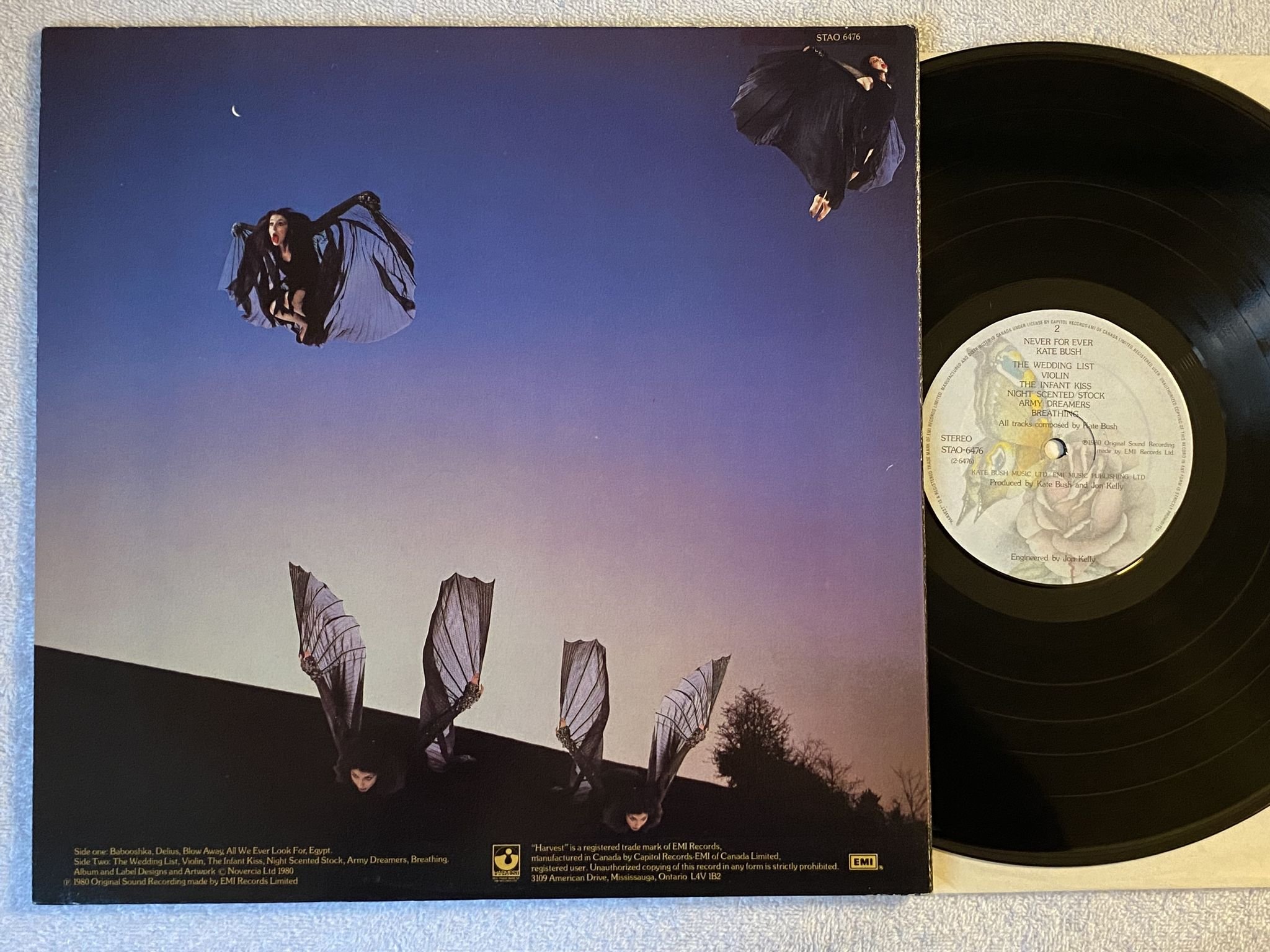 Omslagsbild för skivan KATE BUSH never for ever LP -80 Can STAO 6476 ** Army Dreamers **