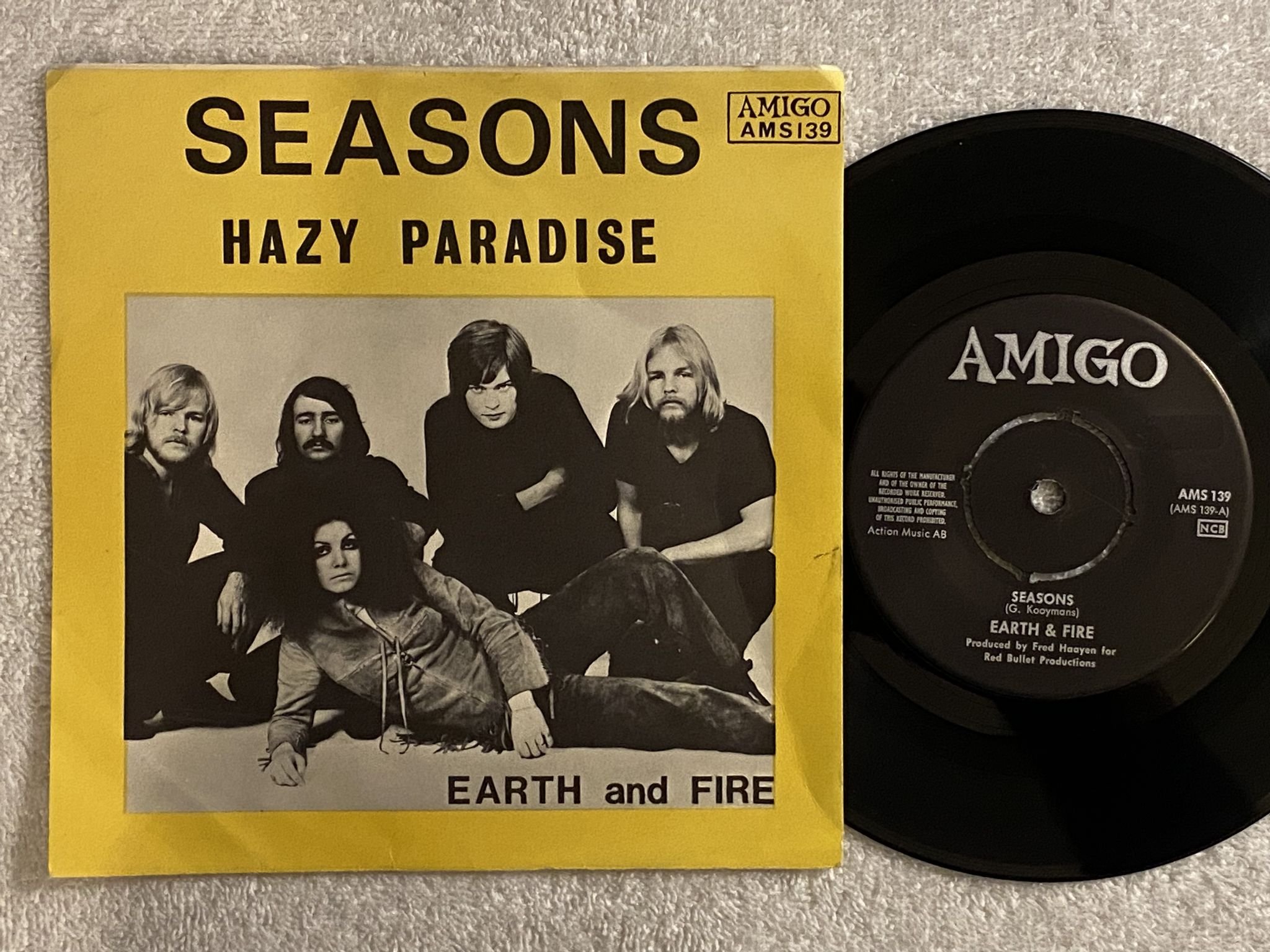 Omslagsbild för skivan EARTH AND FIRE seasons 7" -70 Swe AMIGO AMS 139