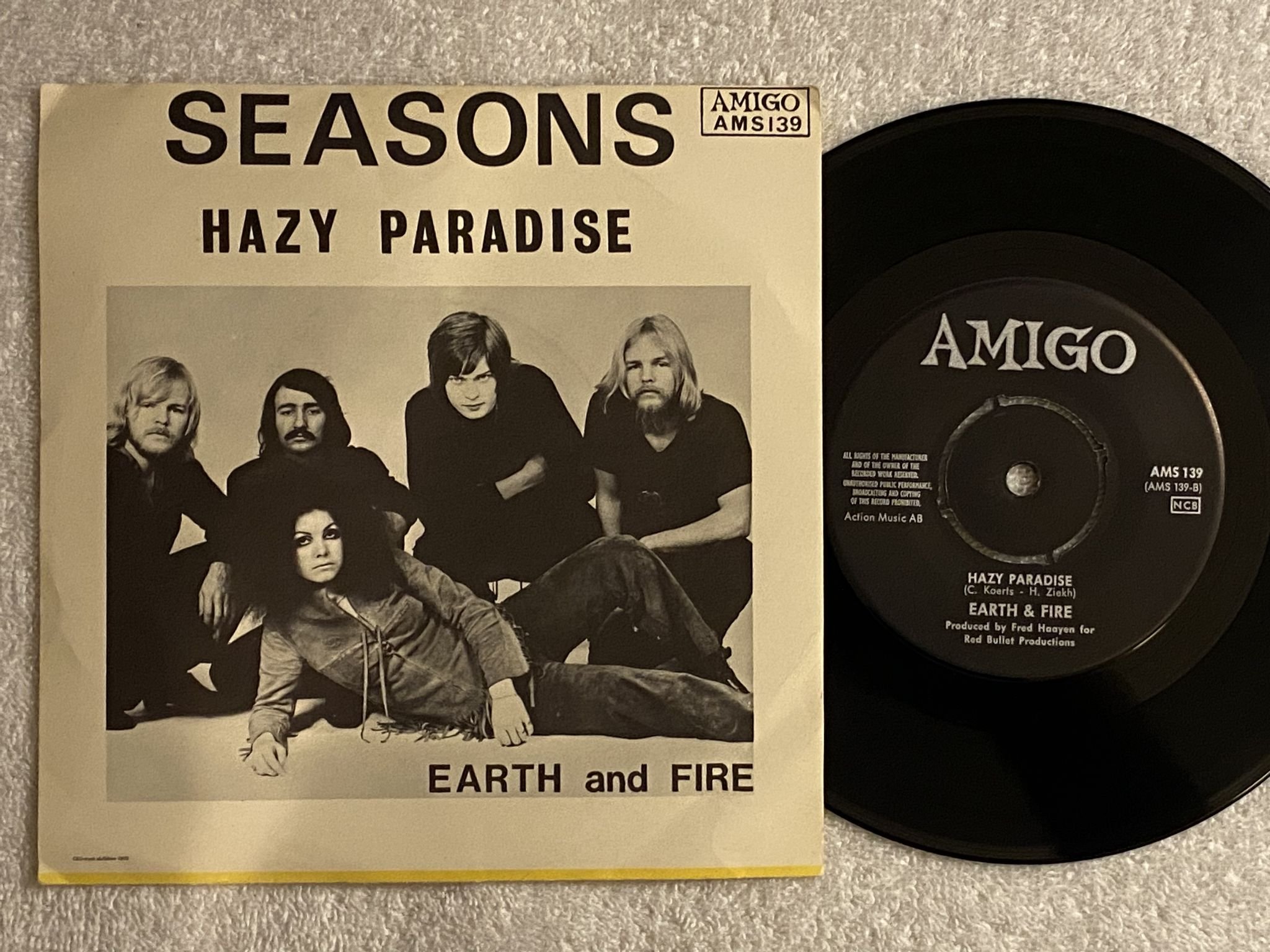 Omslagsbild för skivan EARTH AND FIRE seasons 7" -70 Swe AMIGO AMS 139