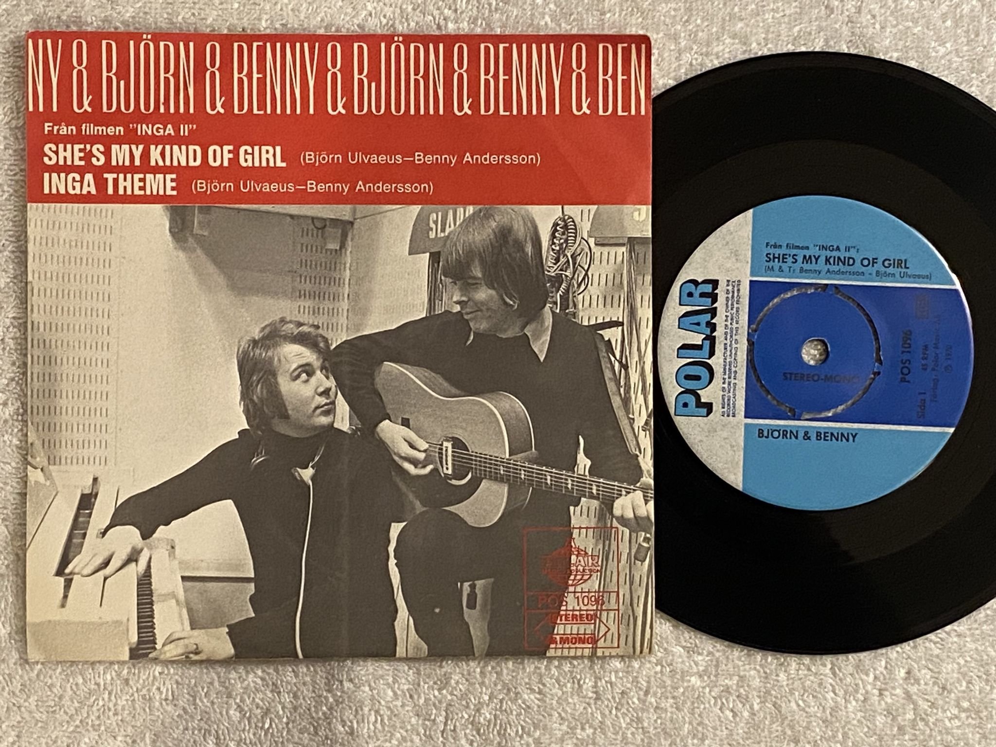 Omslagsbild för skivan BJÖRN & BENNY she's my kind of girl 7" -70 Swe POLAR POS 1096