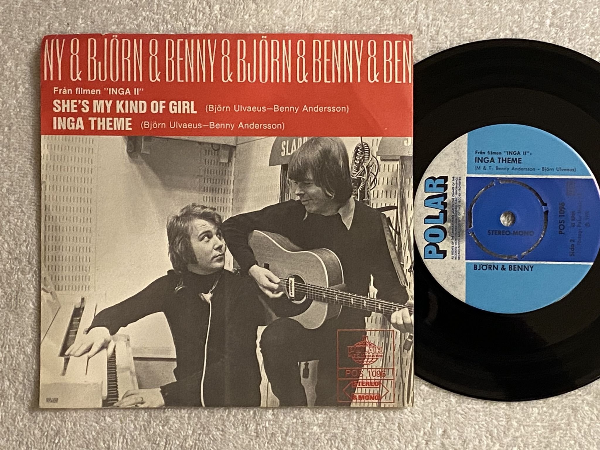 Omslagsbild för skivan BJÖRN & BENNY she's my kind of girl 7" -70 Swe POLAR POS 1096