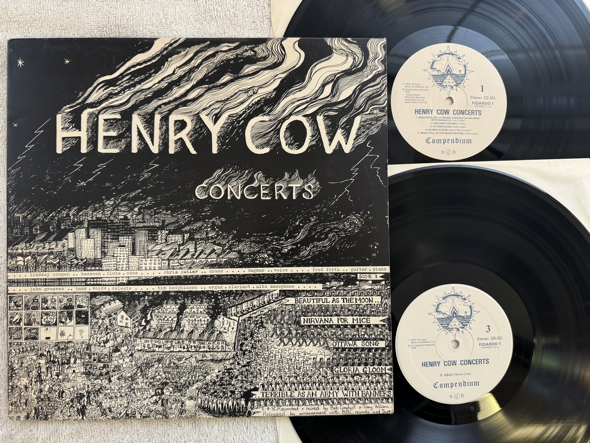 Omslagsbild för skivan HENRY COW Concerts 2xLP ncb -76 COMPENDIUM FIDARDO 1