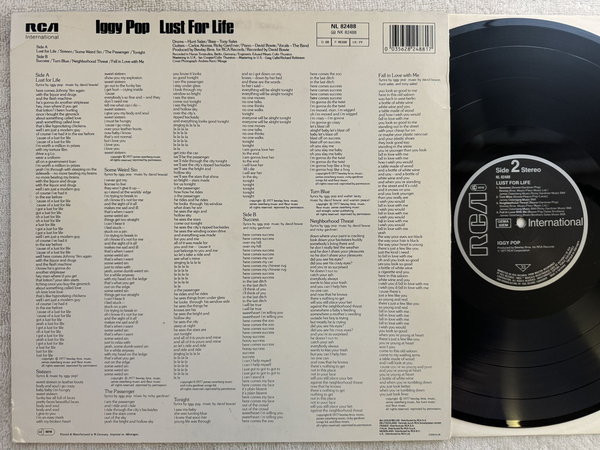 Omslagsbild för skivan IGGY POP lust for life LP re Ger RCA INTERNATIONAL NL 82488