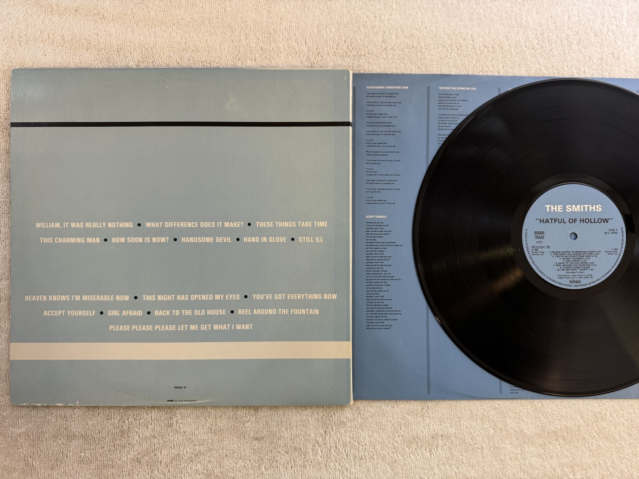 Omslagsbild för skivan THE SMITHS hatful of hollow LP -84 ncb MNW ROUGH 76