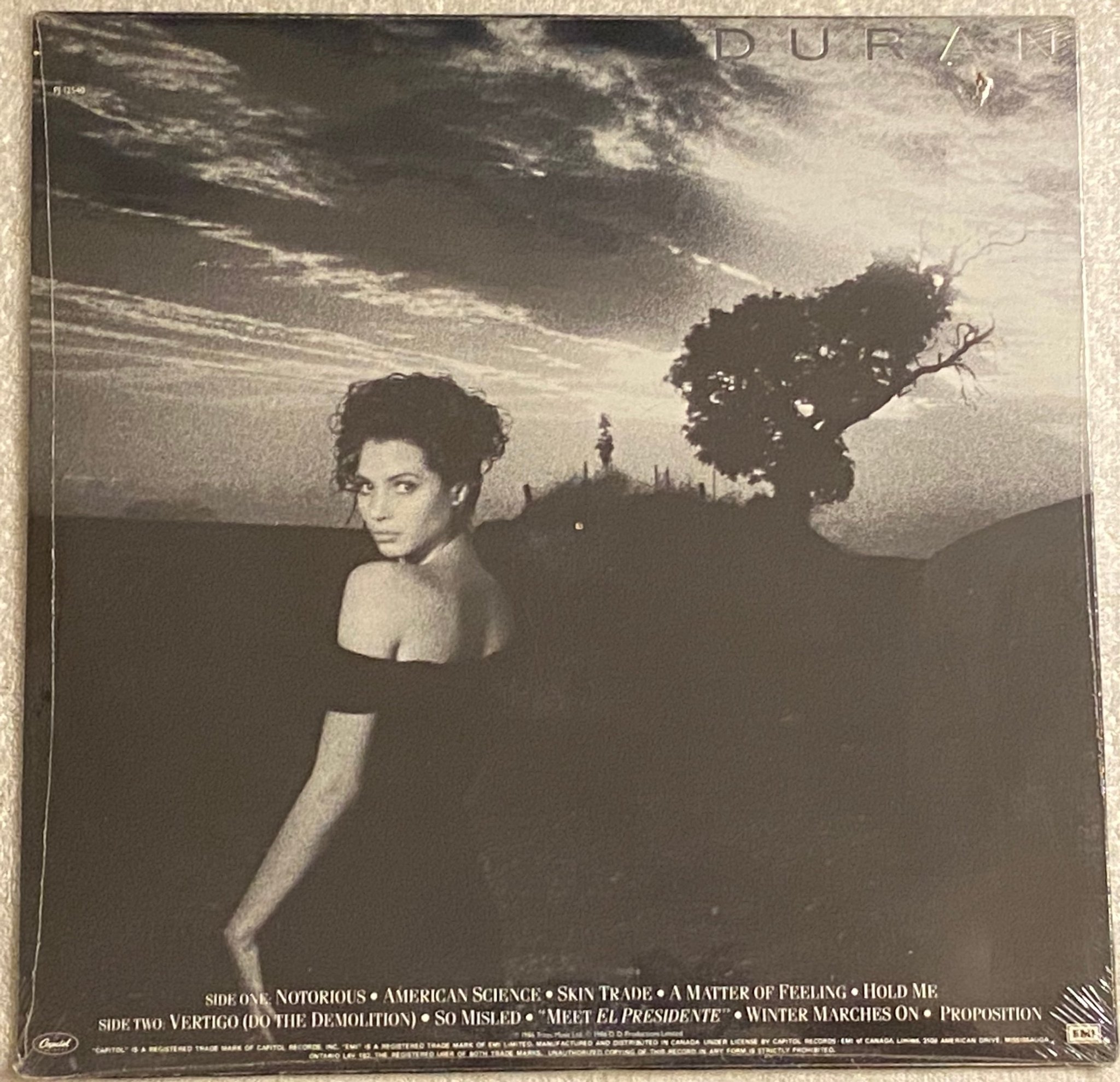 Omslagsbild för skivan DURAN DURAN Notorious LP -86 Can CAPITOL PJ 12540 *** SEALED ***