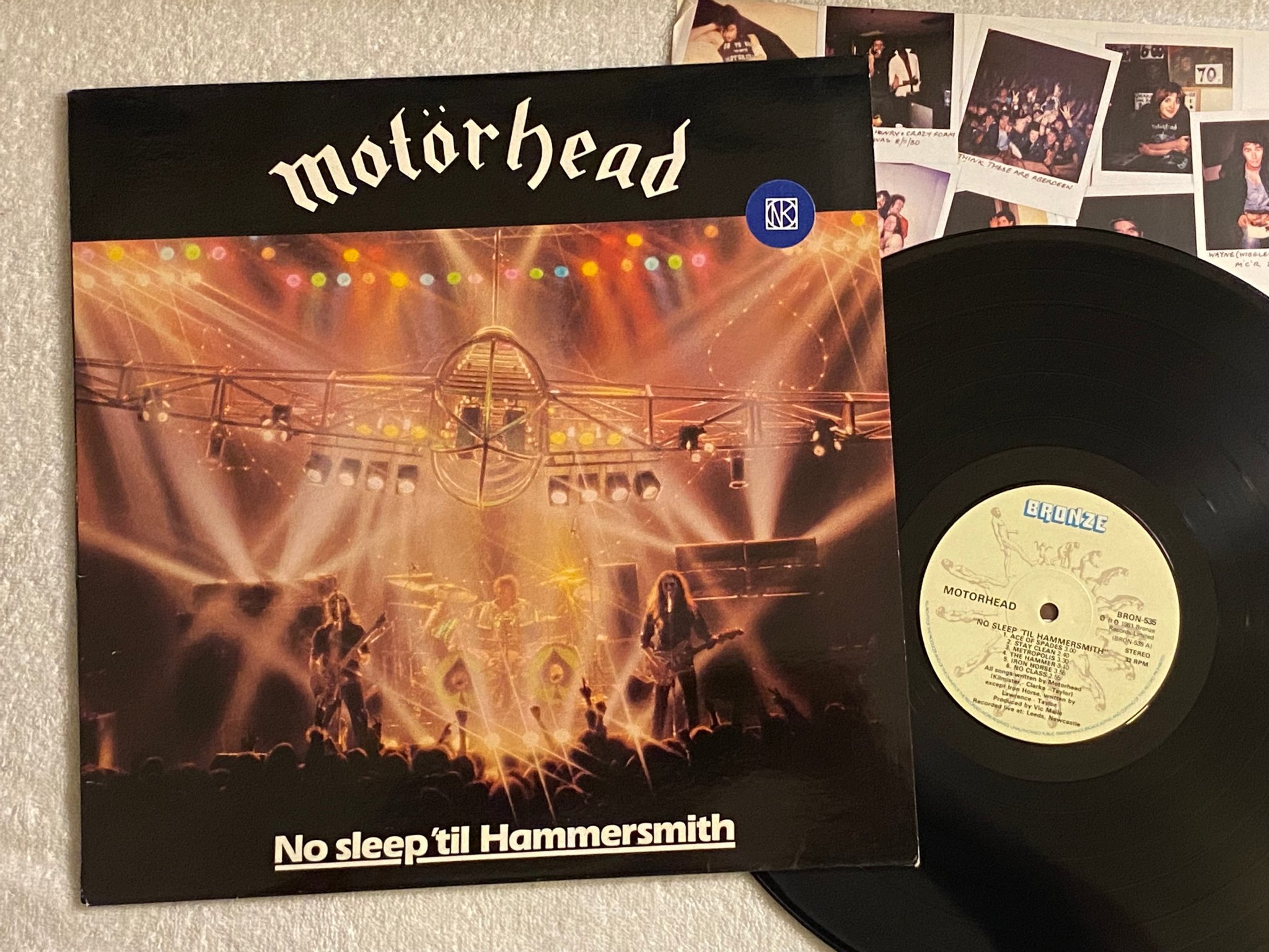 Omslagsbild för skivan MOTÖRHEAD no sleep 'til Hammersmith LP -81 ncb BRONZE BRON-535