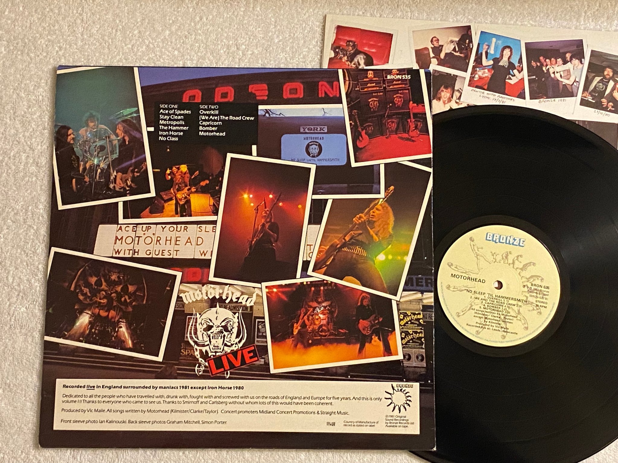 Omslagsbild för skivan MOTÖRHEAD no sleep 'til Hammersmith LP -81 ncb BRONZE BRON-535