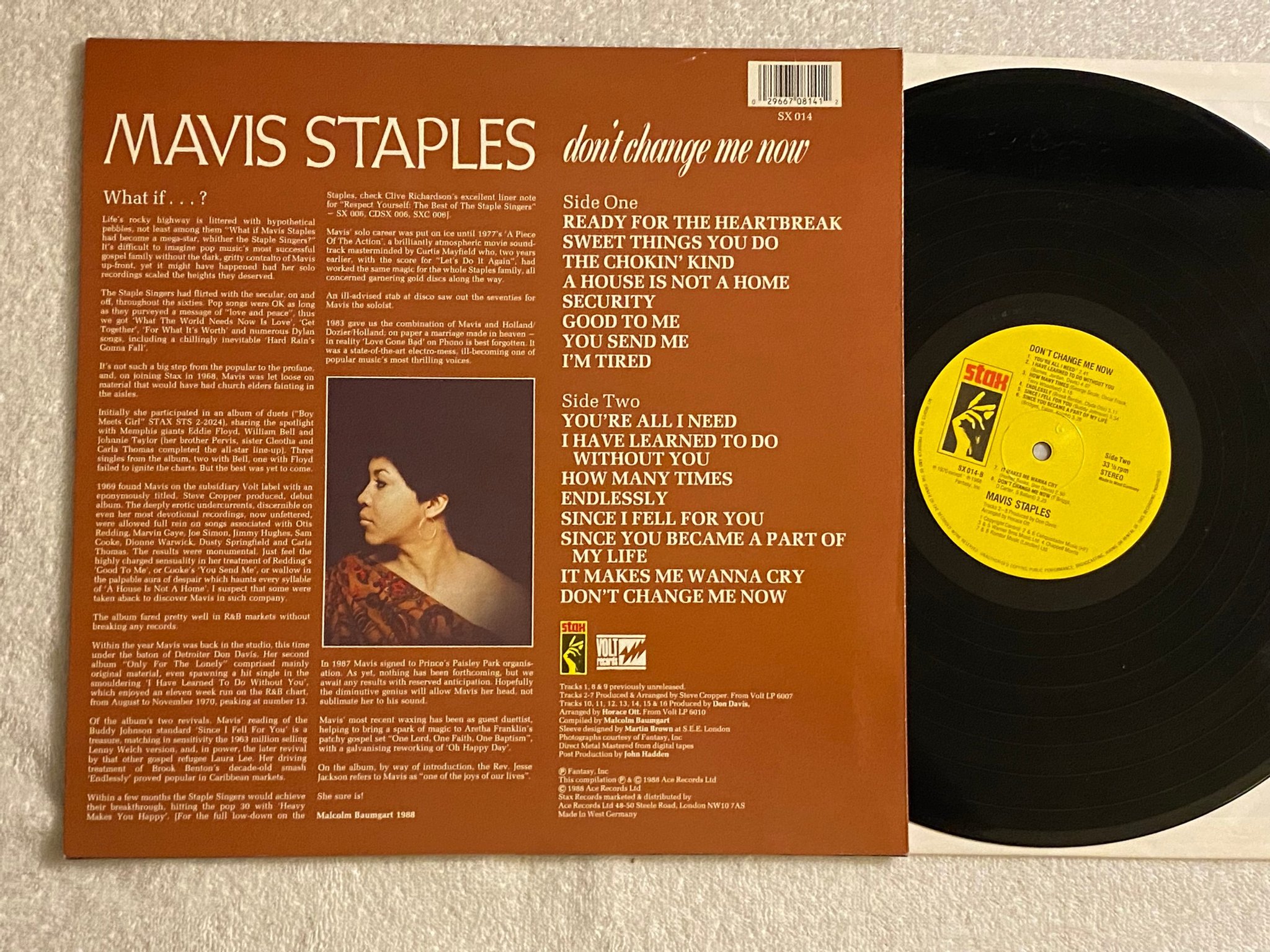 Omslagsbild för skivan MAVIS STAPLES don't change me now LP re UK STAX SX 014
