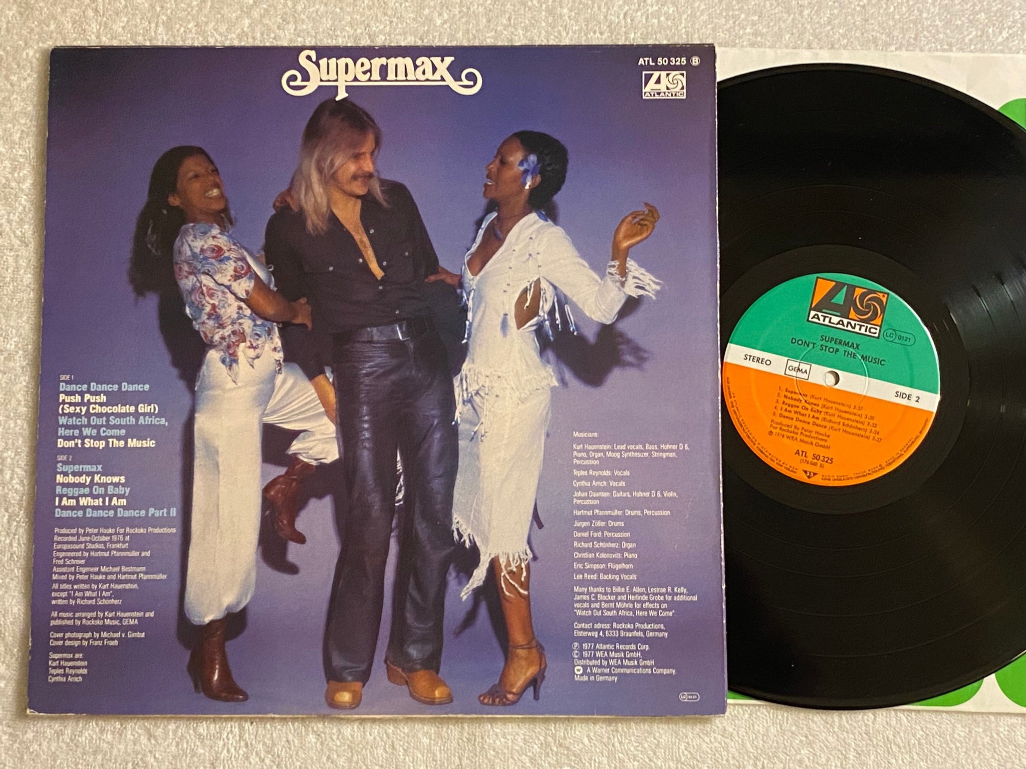 Omslagsbild för skivan SUPERMAX don't stop the music LP -76 Ger ATLANTIC ATL 50325