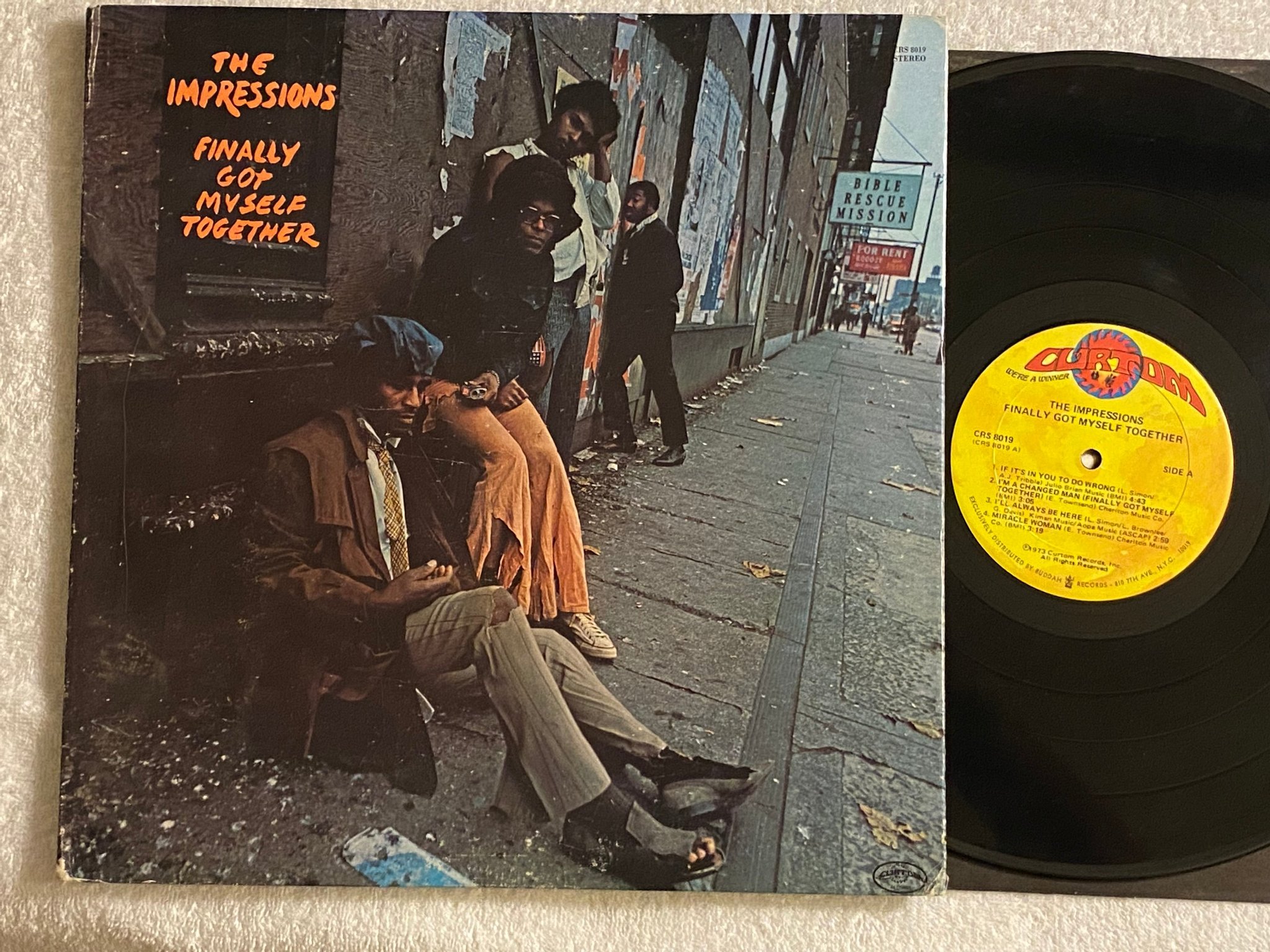 Omslagsbild för skivan IMPRESSIONS finally got myself together LP -73 US CURTOM CRS 8019